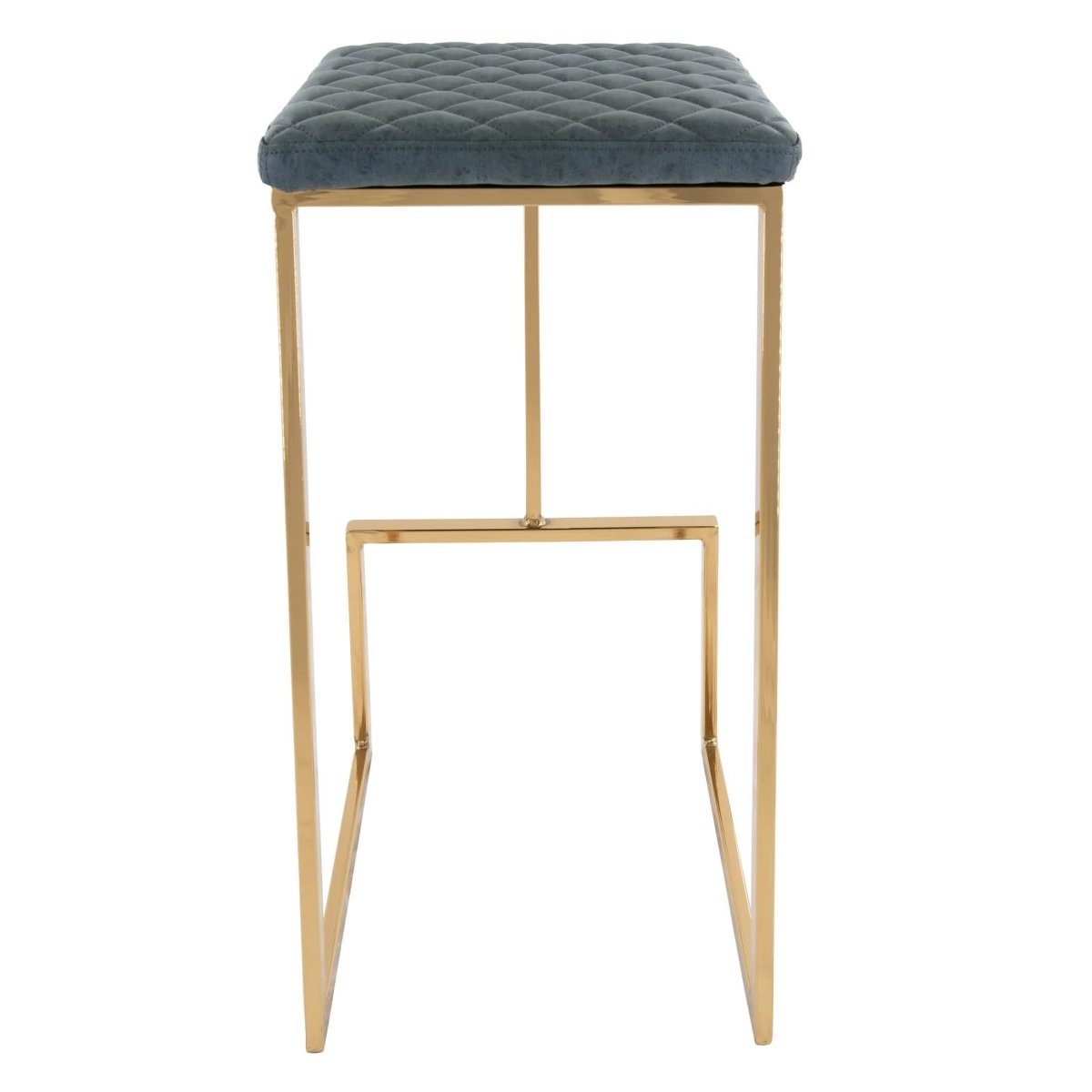 Quincy Quilted Stitched Leather Bar Stools With Gold/Black Metal Frame Gold Peacock Blue Bar Stools Leisuremod