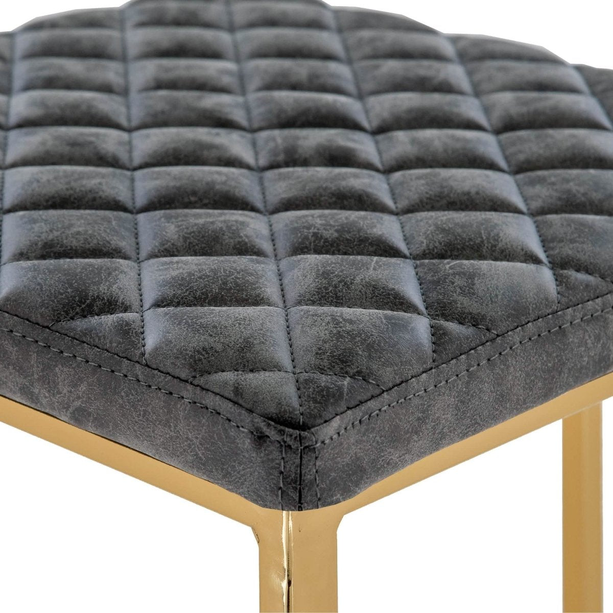 Quincy Quilted Stitched Leather Bar Stools With Gold/Black Metal Frame Gold Peacock Blue Bar Stools Leisuremod