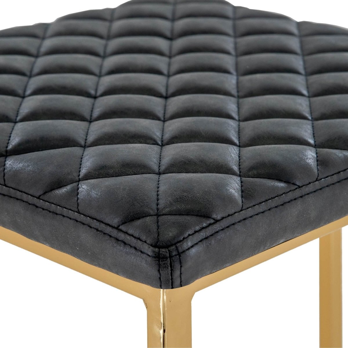 Quincy Quilted Stitched Leather Bar Stools With Gold/Black Metal Frame Gold Peacock Blue Bar Stools Leisuremod