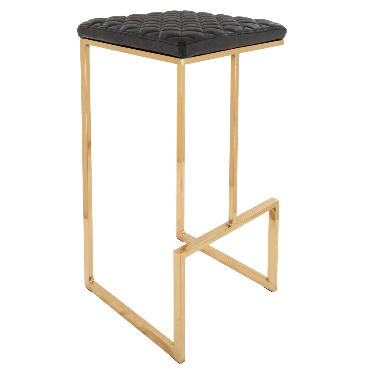 Quincy Quilted Stitched Leather Bar Stools With Gold/Black Metal Frame Gold Peacock Blue Bar Stools Leisuremod