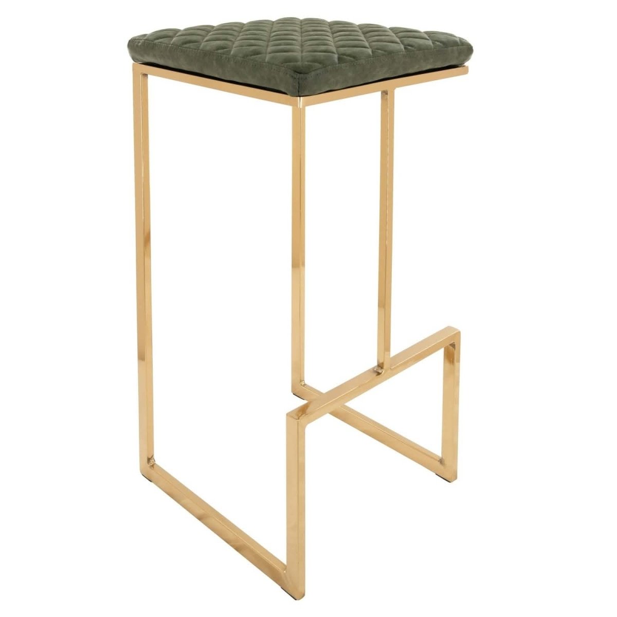 Quincy Quilted Stitched Leather Bar Stools With Gold/Black Metal Frame Gold Peacock Blue Bar Stools Leisuremod