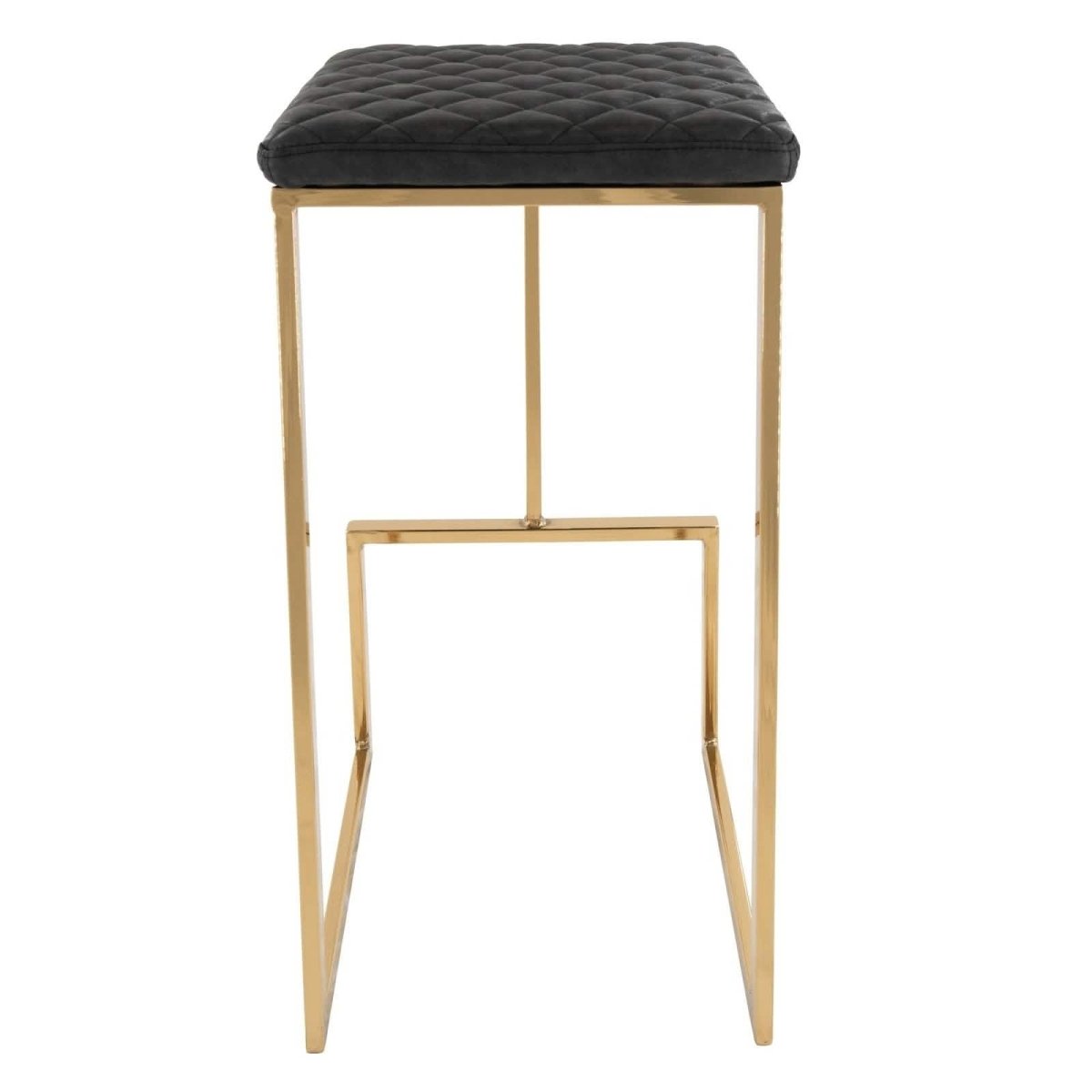 Quincy Quilted Stitched Leather Bar Stools With Gold/Black Metal Frame Gold Charcoal Black Bar Stools Leisuremod