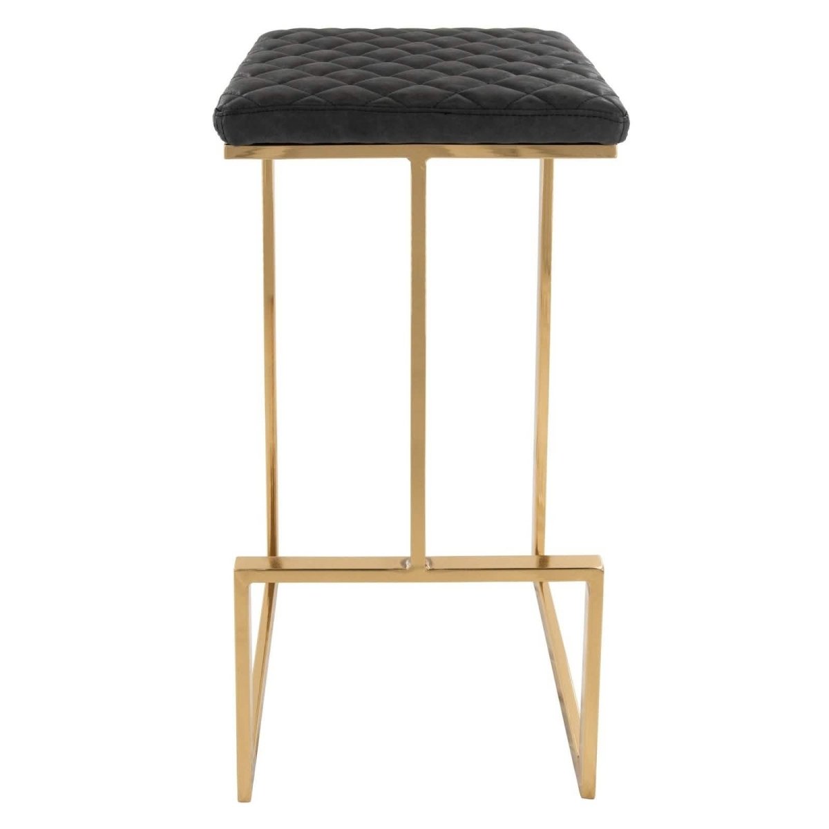Quincy Quilted Stitched Leather Bar Stools With Gold/Black Metal Frame Gold Charcoal Black Bar Stools Leisuremod