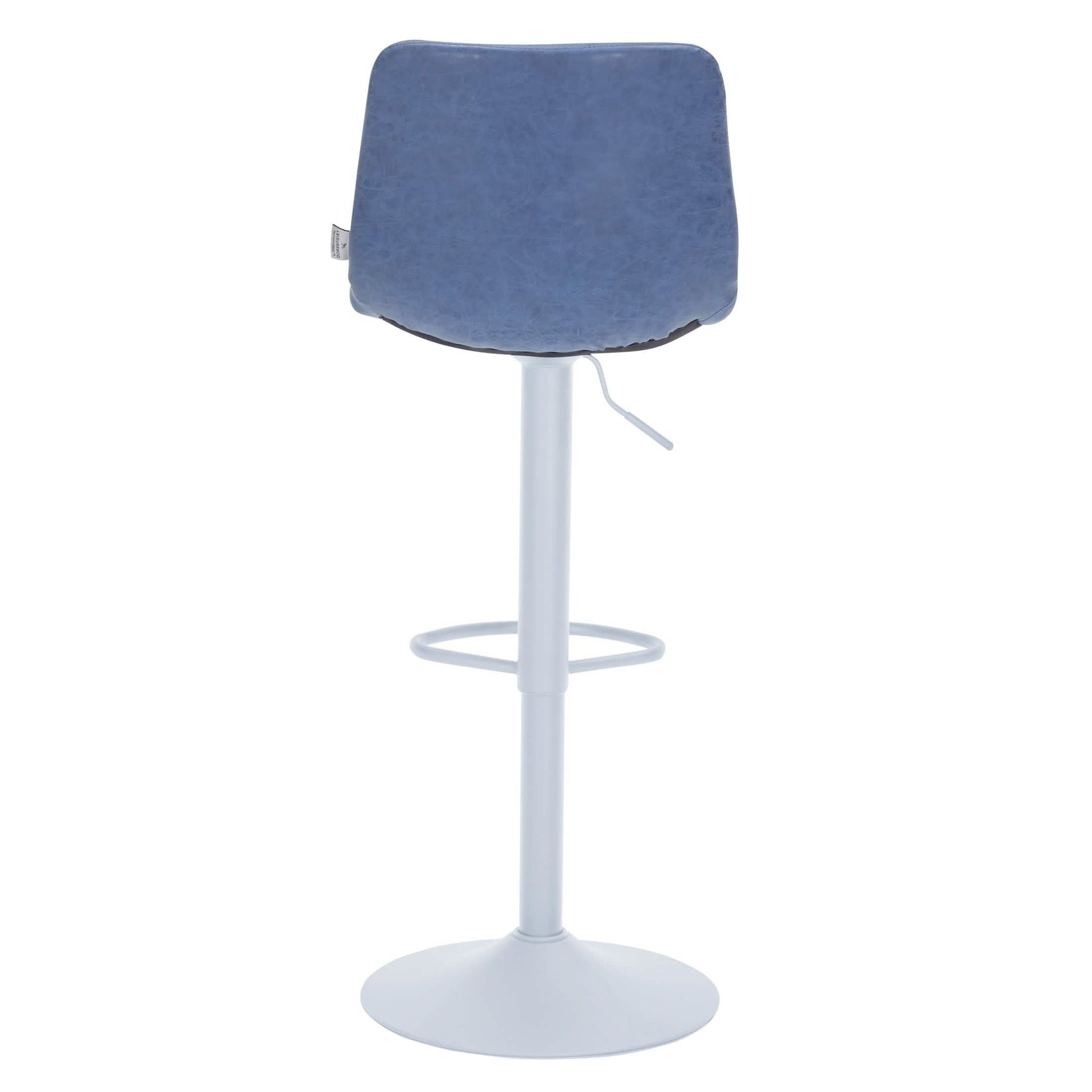 Tilbury Adjustable Height Bar Stool with Leather Upholstery in White Iron with Footrest Bar Stools Leisuremod