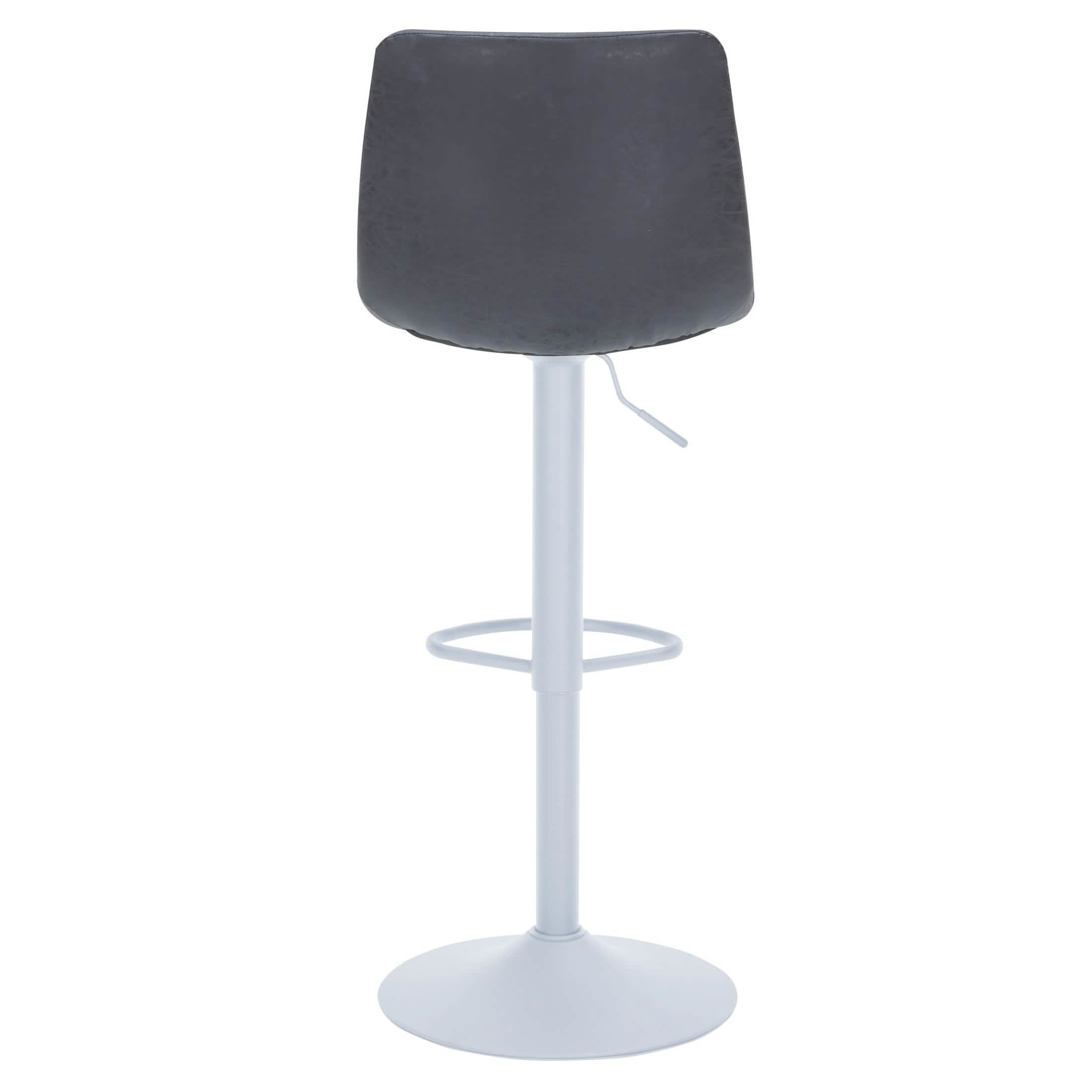 Tilbury Adjustable Height Bar Stool with Leather Upholstery in White Iron with Footrest Bar Stools Leisuremod
