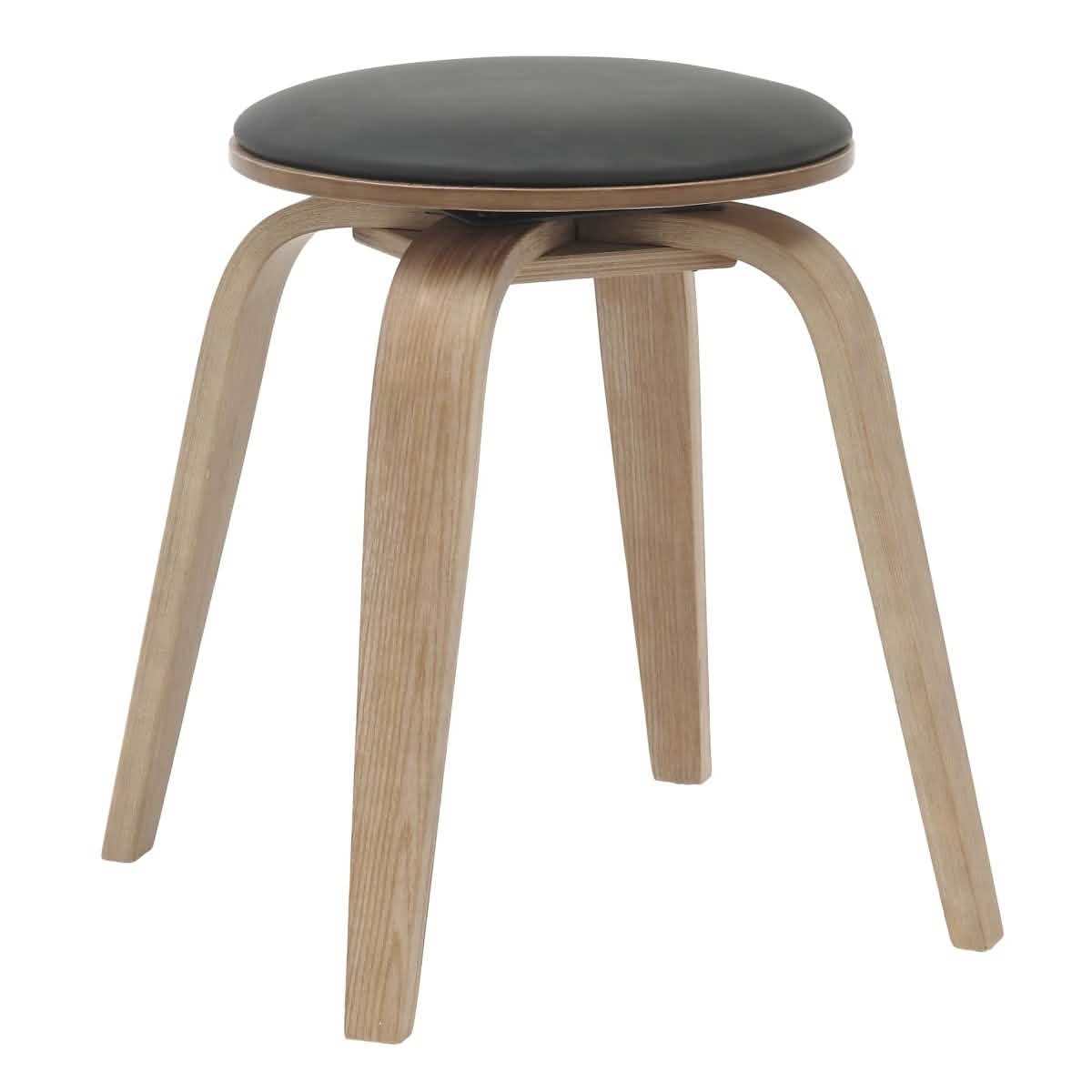 Pelya Mordern Wooden Dining Stool With Walnut Color Frame Washed Walnut Black Bar Stools Leisuremod