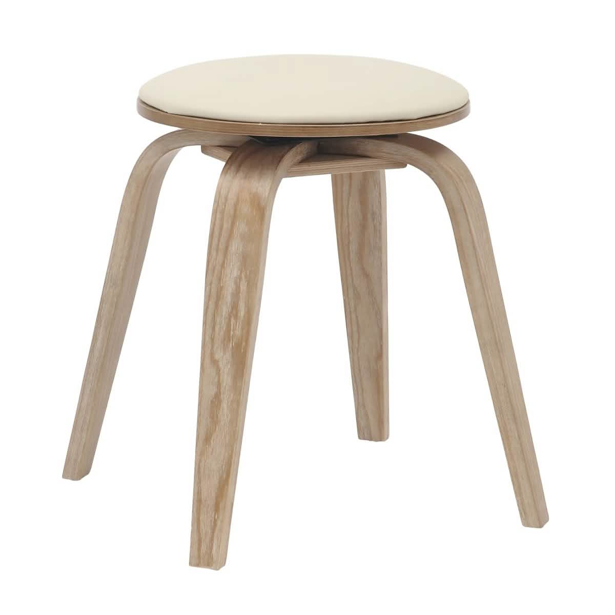 Pelya Mordern Wooden Dining Stool With Walnut Color Frame Washed Walnut Taupe Bar Stools Leisuremod