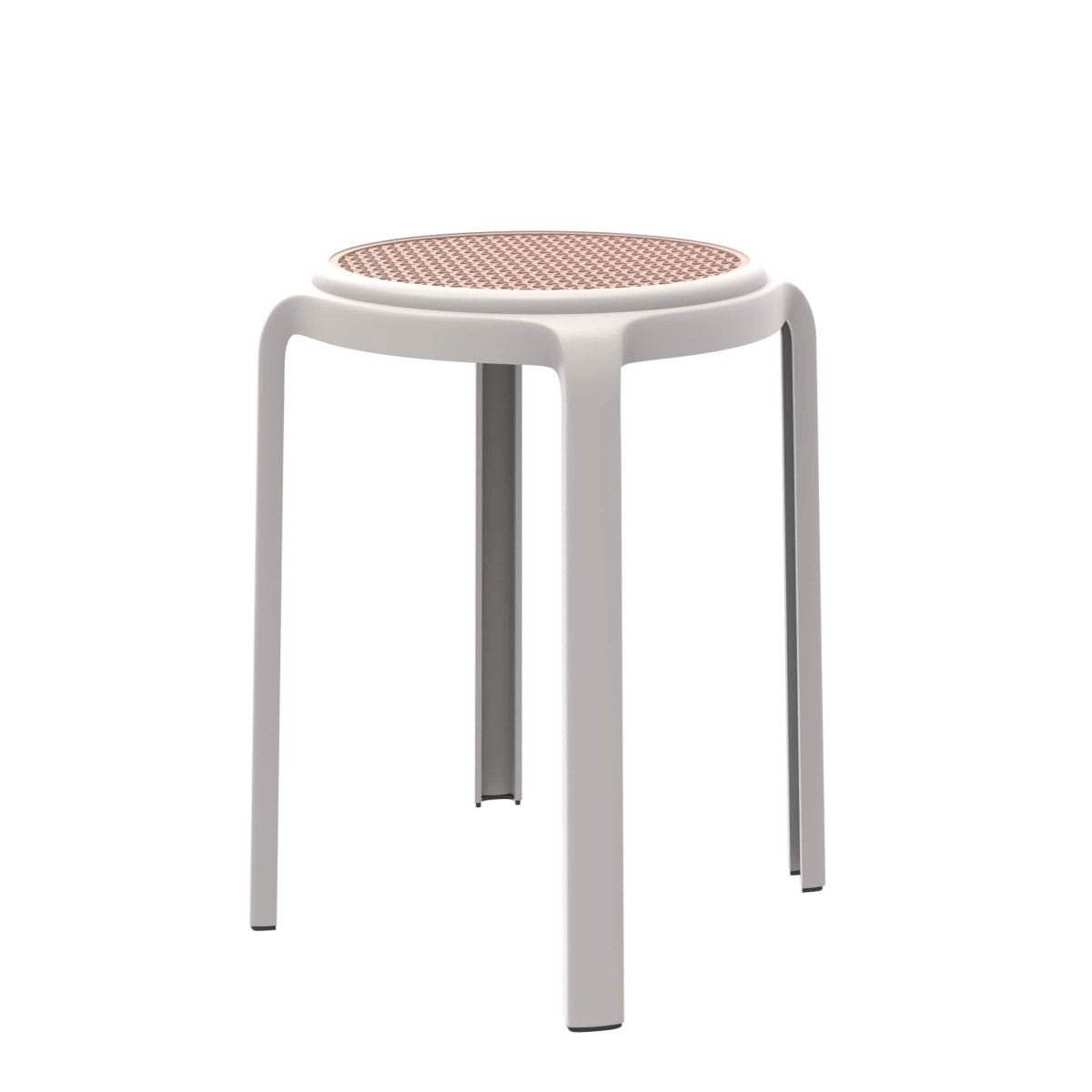 Tresse Mid-Century Modern Stackable Round Plastic Dining Stool for Kitchen and Dining Room White Bar Stools Leisuremod