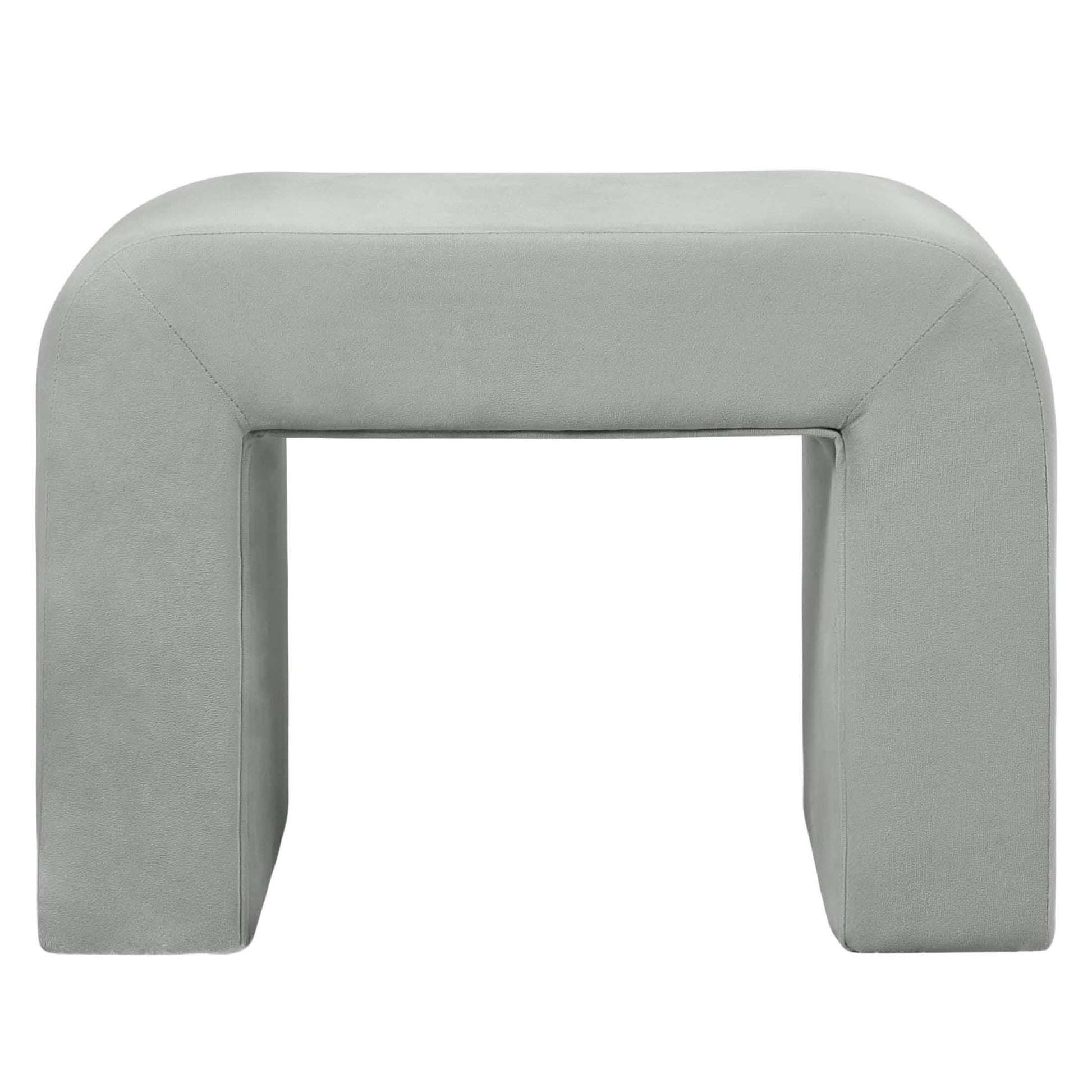 Vint Modern Bench Upholstered in Velvet Boucle With Padded Foam Seat Light Grey in Velvet BENCH Leisuremod