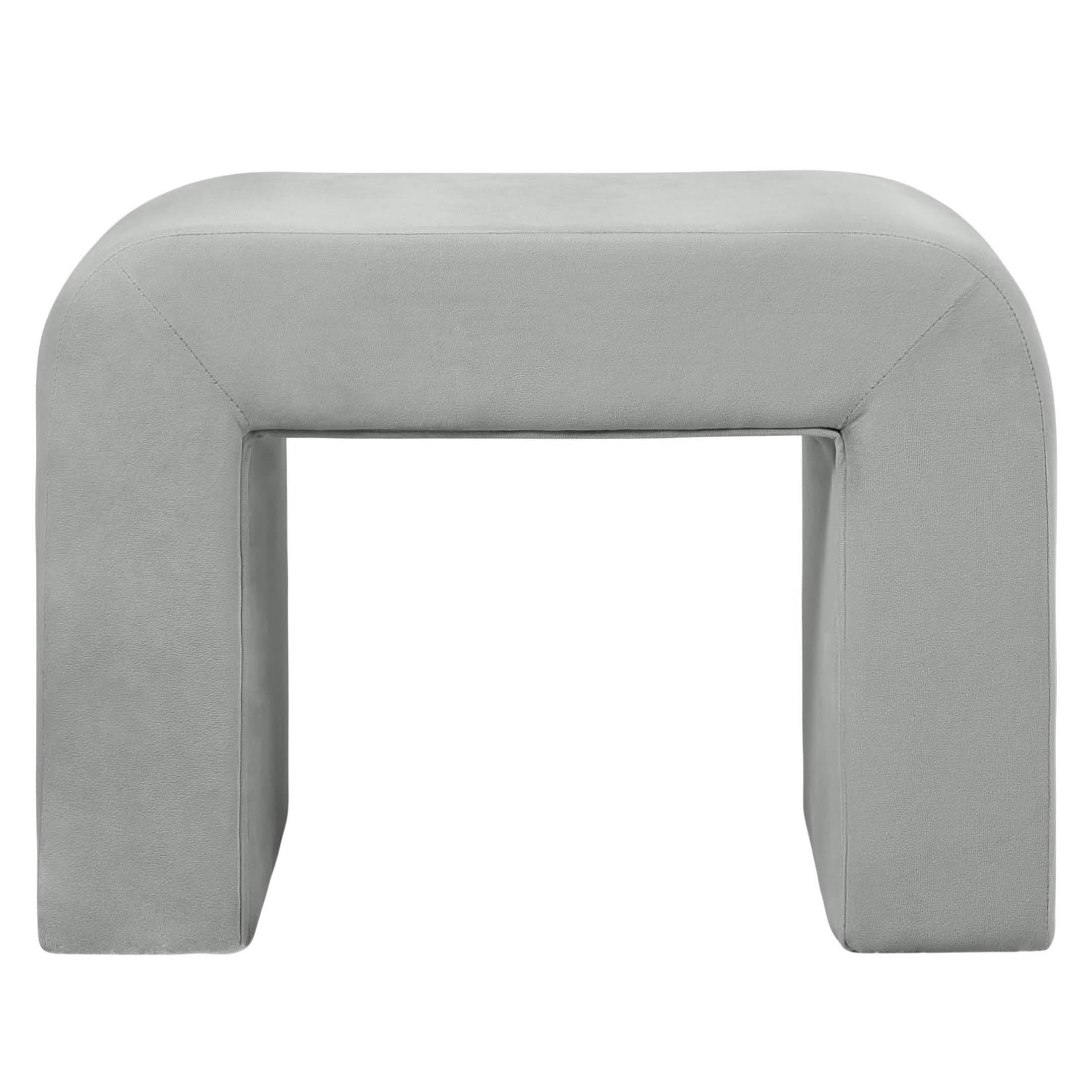 Vint Modern Bench Upholstered in Velvet Boucle With Padded Foam Seat Light Grey in Velvet BENCH Leisuremod