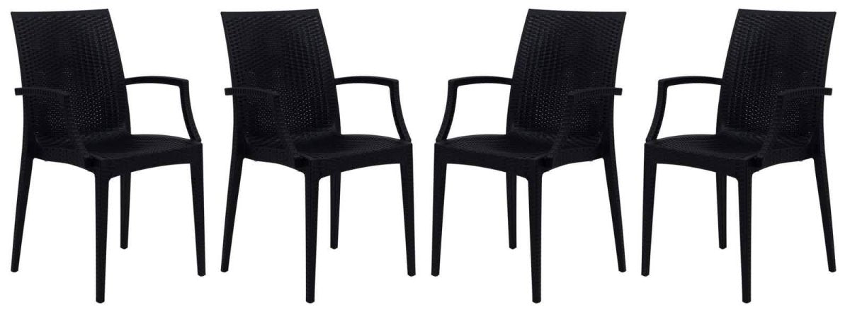 Weave Mace Indoor/Outdoor Chair (With Arms) Black Leisuremod