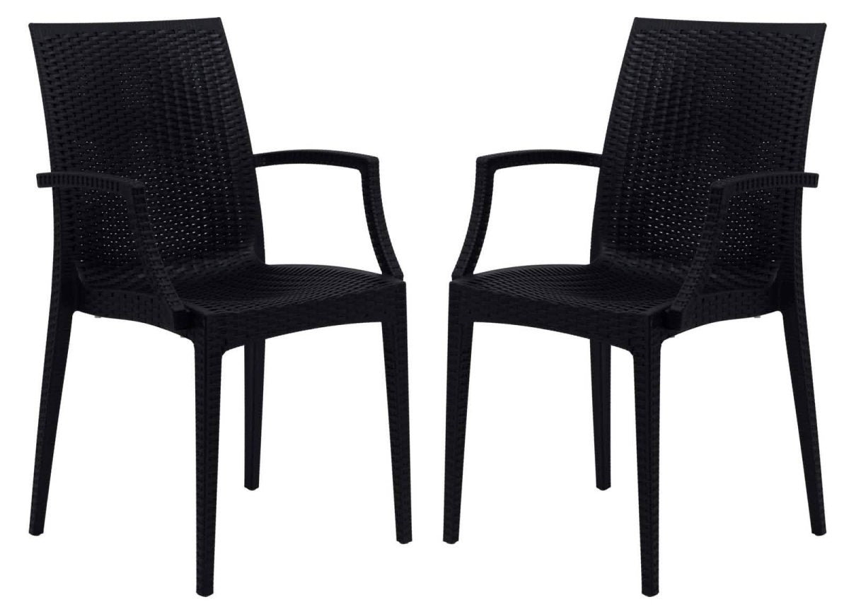 Weave Mace Indoor/Outdoor Chair (With Arms) Black Leisuremod