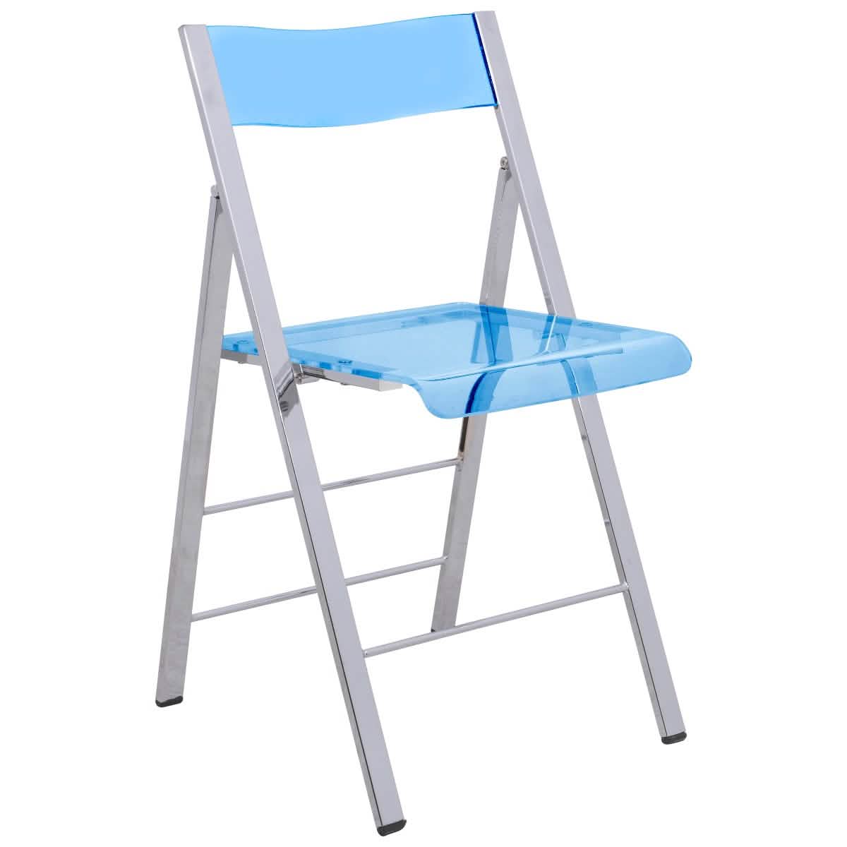 Menno Modern Acrylic Folding Chair Blue Leisuremod