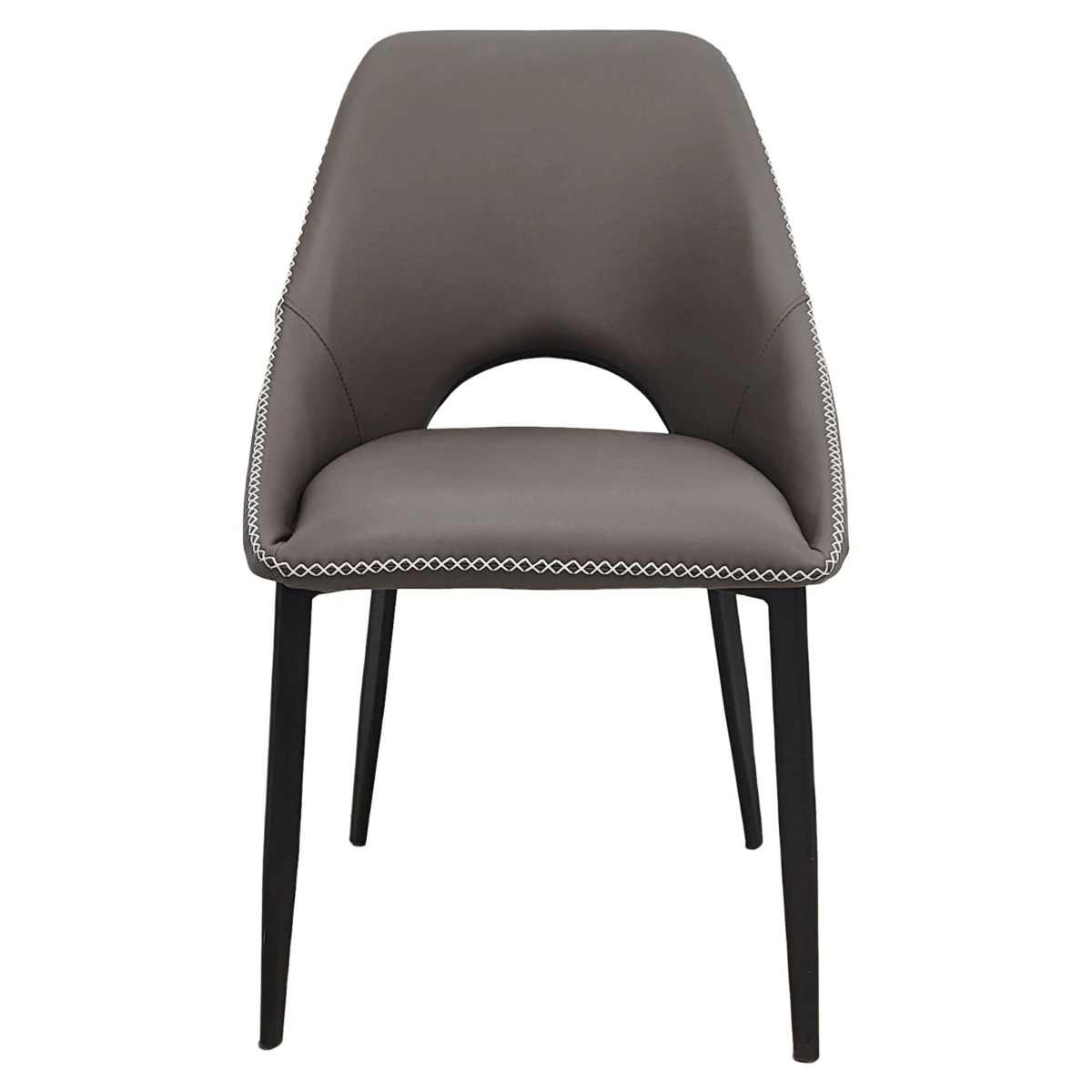 Leisuremod CHAIR Amalfi Upholstered Dining Chair with a Curved Open Back Design in Black Iron