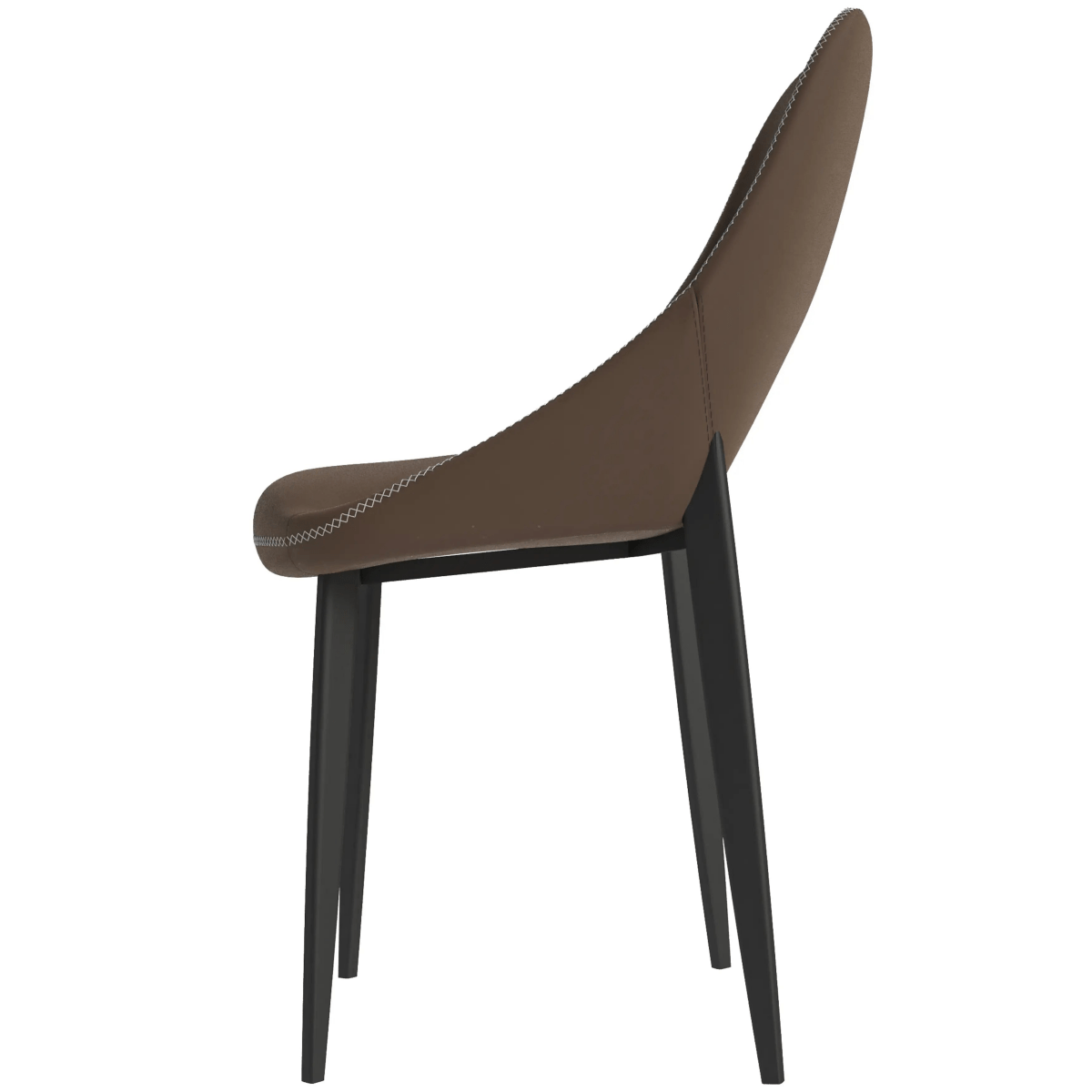 Leisuremod CHAIR Amalfi Upholstered Dining Chair with a Curved Open Back Design in Black Iron