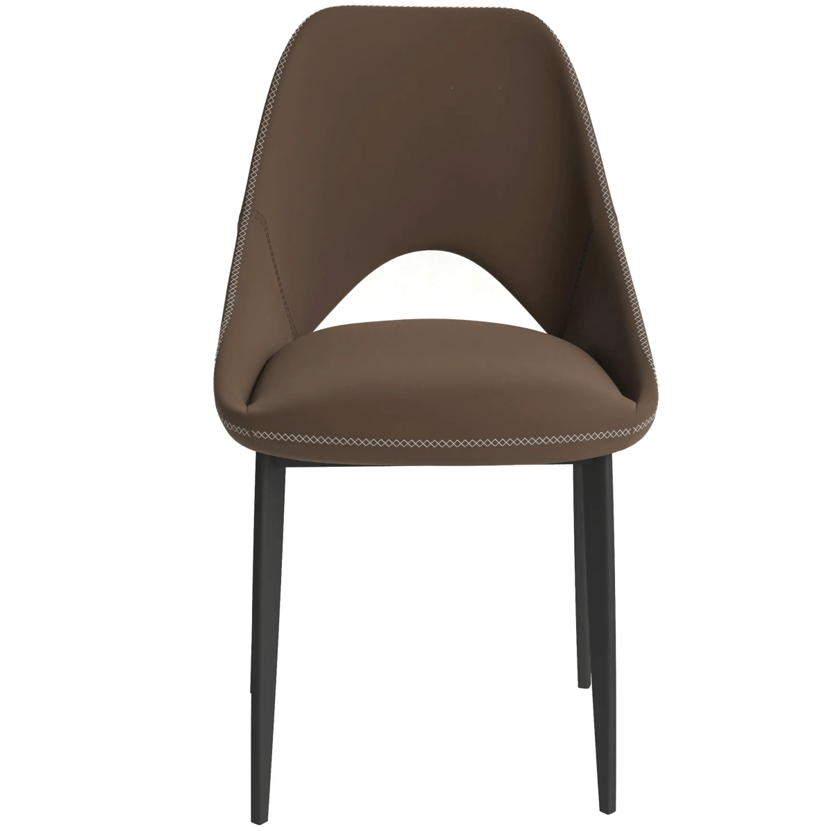Leisuremod CHAIR Amalfi Upholstered Dining Chair with a Curved Open Back Design in Black Iron