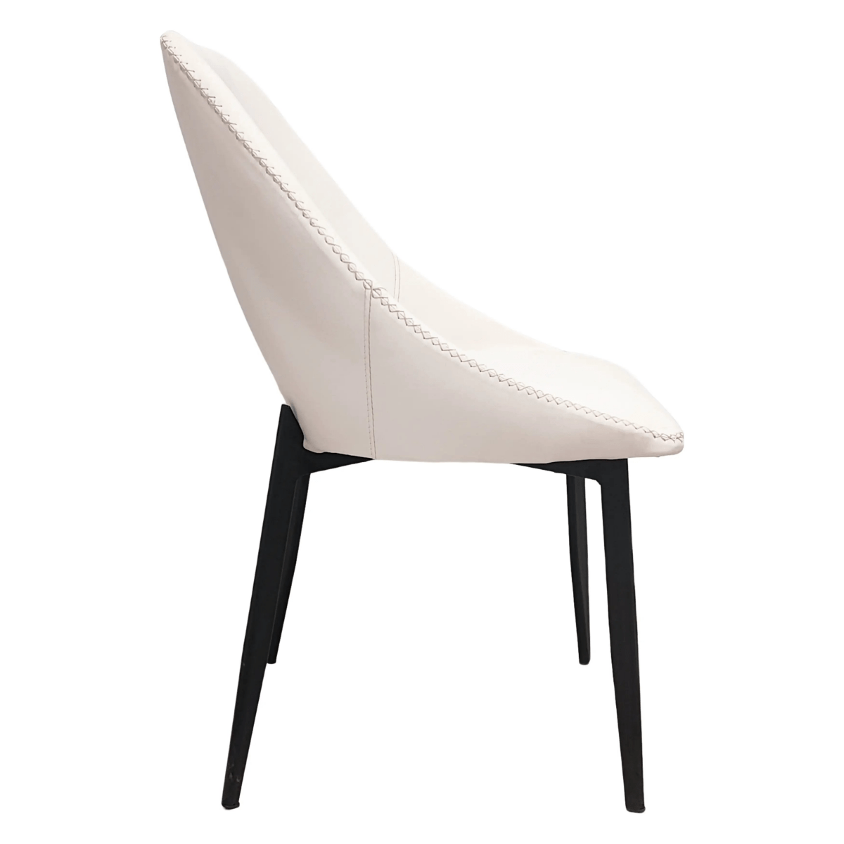 Leisuremod CHAIR Amalfi Upholstered Dining Chair with a Curved Open Back Design in Black Iron