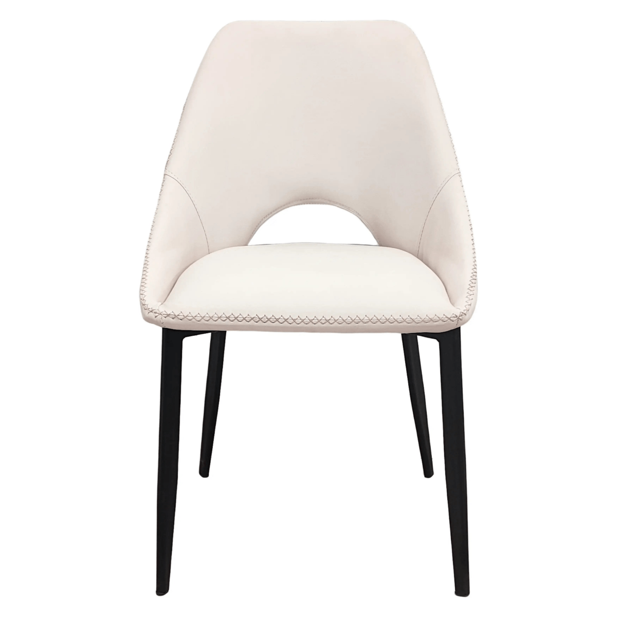 Leisuremod CHAIR Amalfi Upholstered Dining Chair with a Curved Open Back Design in Black Iron