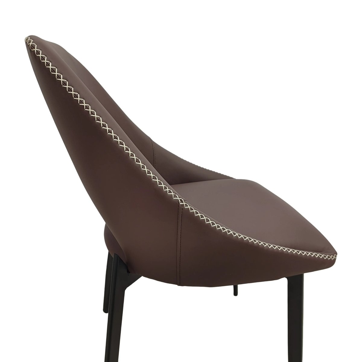 Leisuremod CHAIR Amalfi Upholstered Dining Chair with a Curved Open Back Design in Black Iron