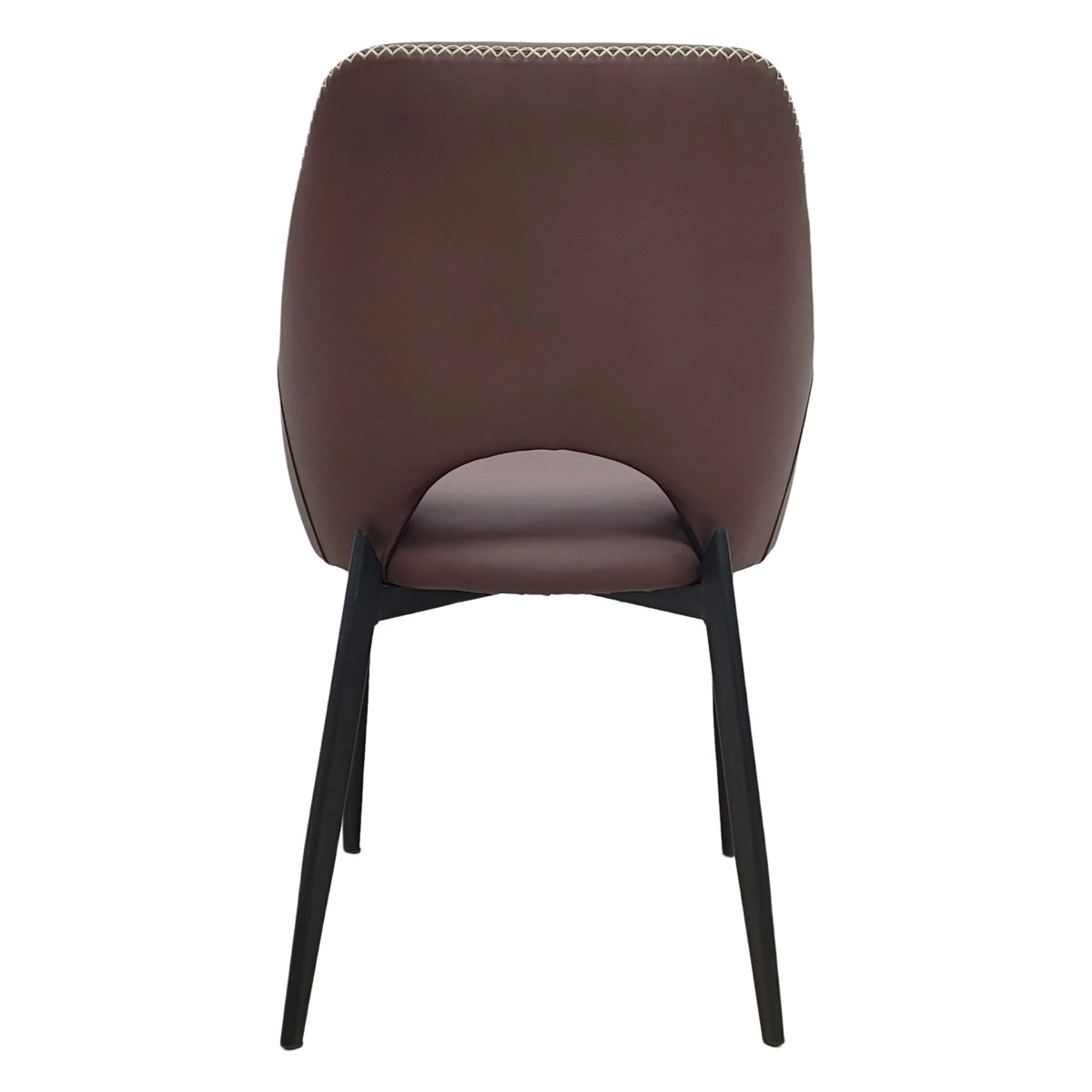 Leisuremod CHAIR Amalfi Upholstered Dining Chair with a Curved Open Back Design in Black Iron