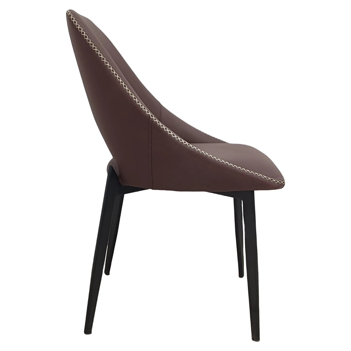 Leisuremod CHAIR Amalfi Upholstered Dining Chair with a Curved Open Back Design in Black Iron