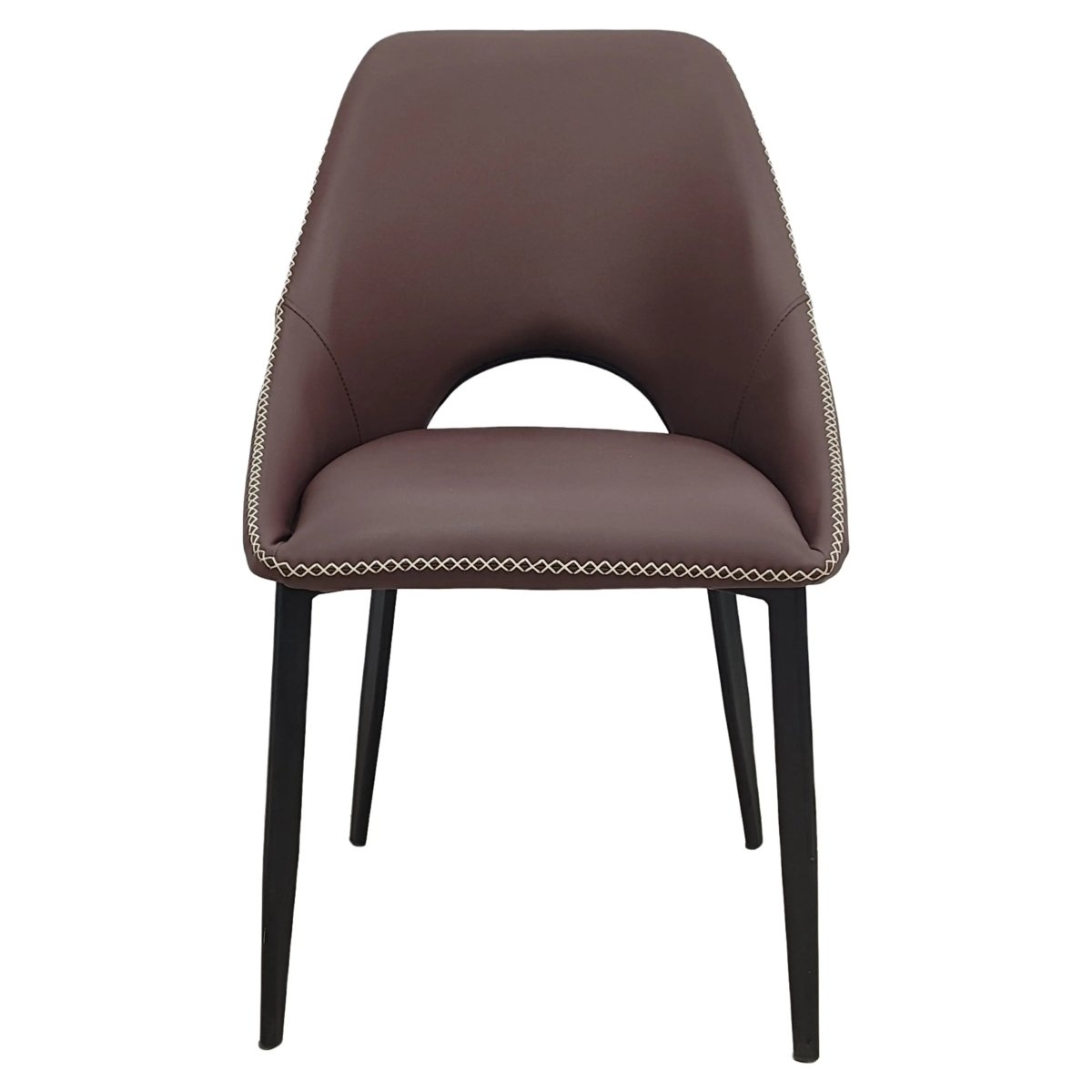 Leisuremod CHAIR Amalfi Upholstered Dining Chair with a Curved Open Back Design in Black Iron