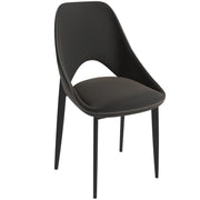 Leisuremod CHAIR Charcoal Amalfi Upholstered Dining Chair with a Curved Open Back Design in Black Iron