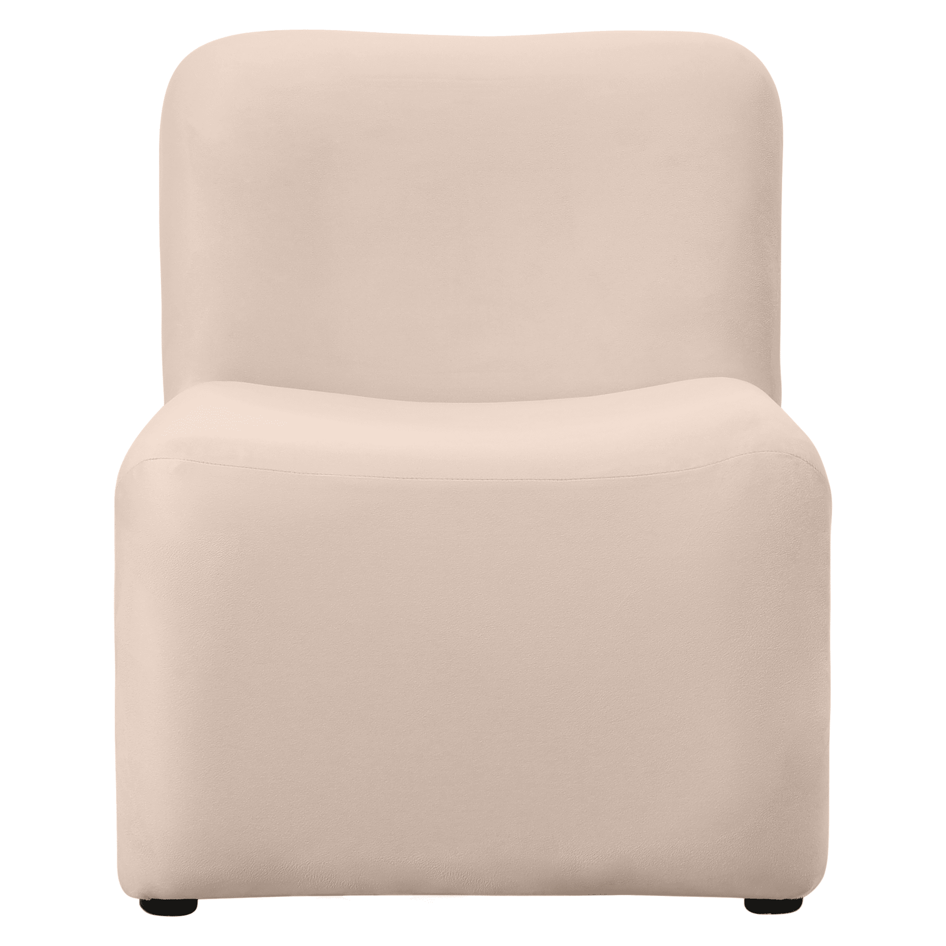 Klyx Accent Chair Upholstered in Boucle/Velvet Padded Seat and Back with Iron Frame Beige Velvet Chair Leisuremod