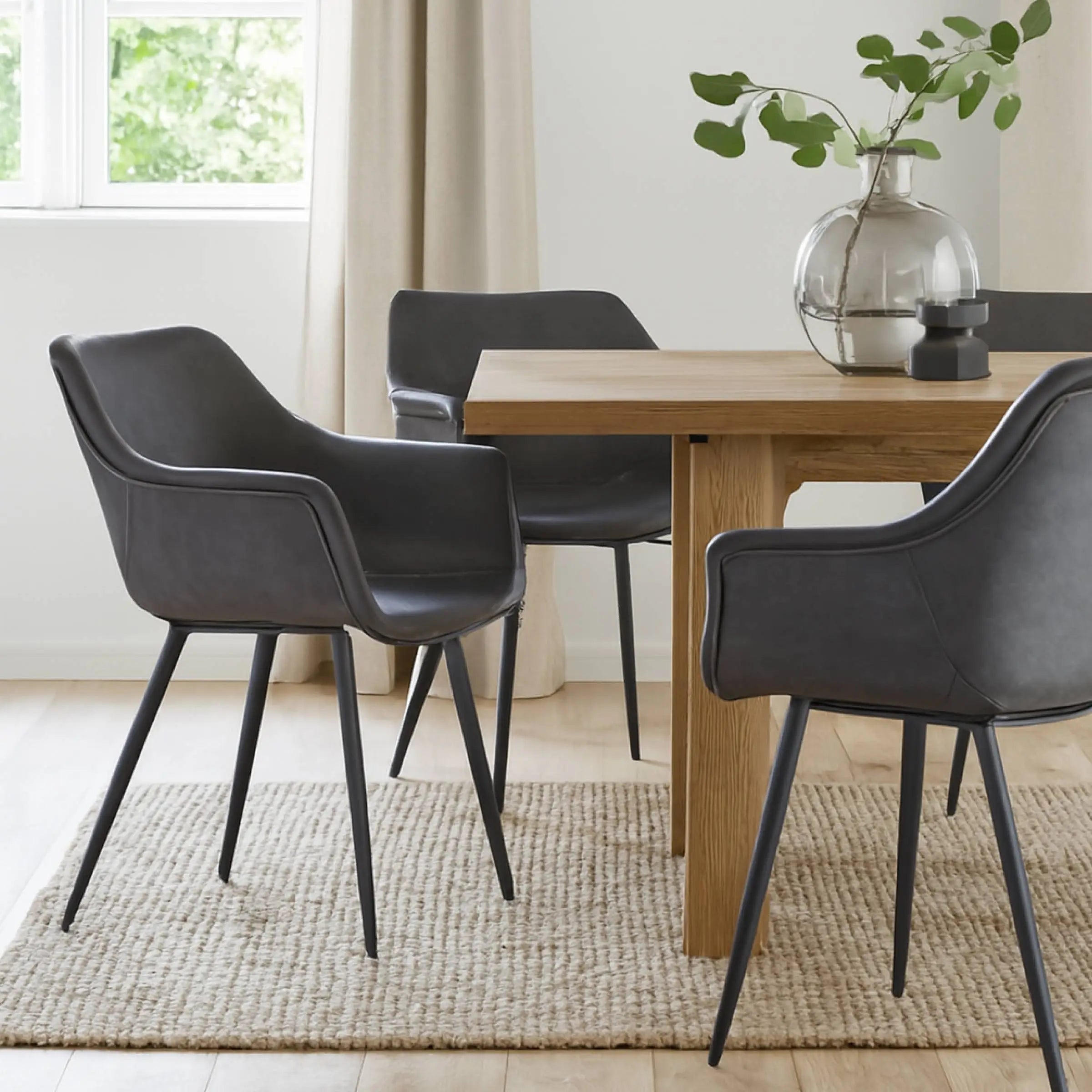 Leisuremod CHAIR Markley Leather Dining Chair with Powder-Coated Iron Legs