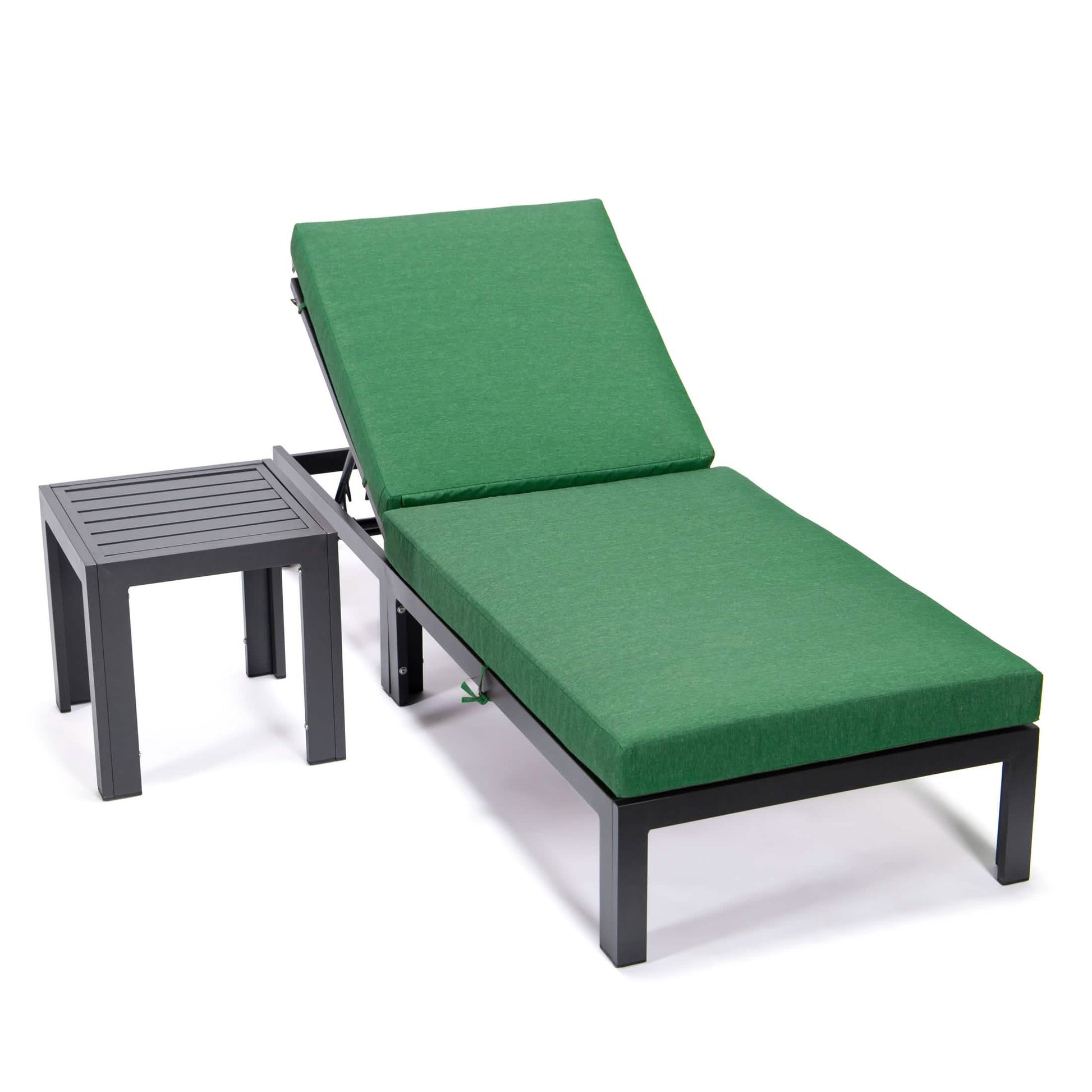 Chelsea Outdoor Chaise Lounge Chair With Side Table and Removable Cushions Chaise Lounge Chair Leisuremod