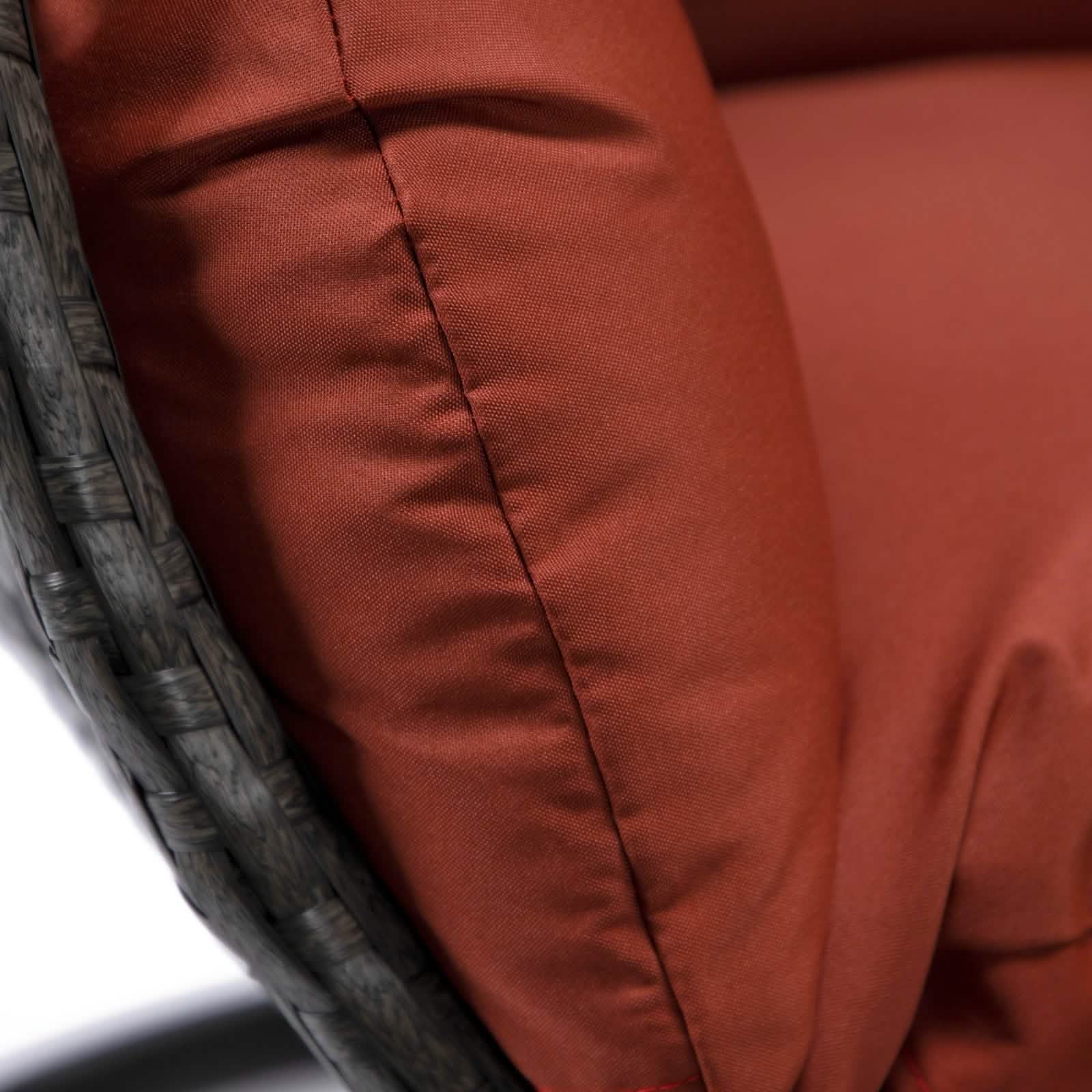 Charcoal Wicker Hanging Single Egg Swing Chair With Cushions Taupe Leisuremod