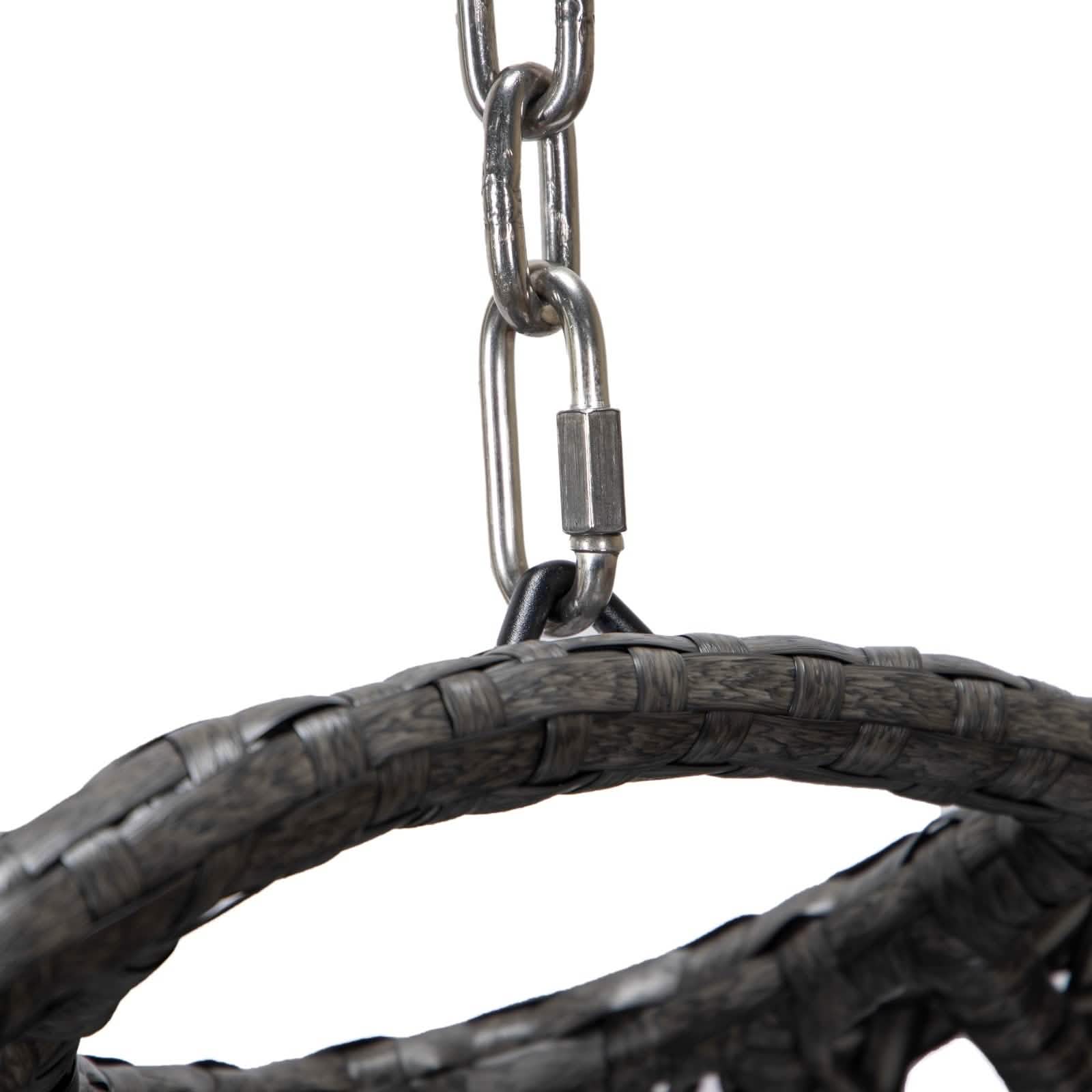 Charcoal Wicker Hanging Single Egg Swing Chair With Cushions Taupe Leisuremod