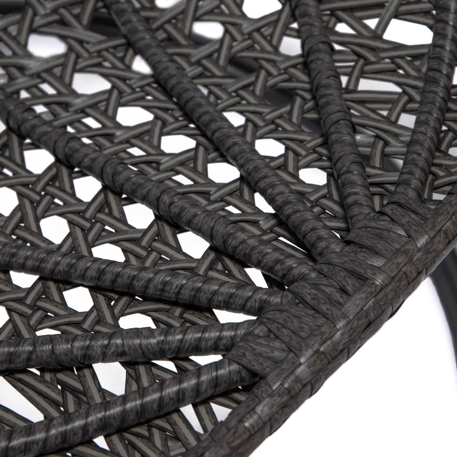 Charcoal Wicker Hanging Single Egg Swing Chair With Cushions Beige Leisuremod