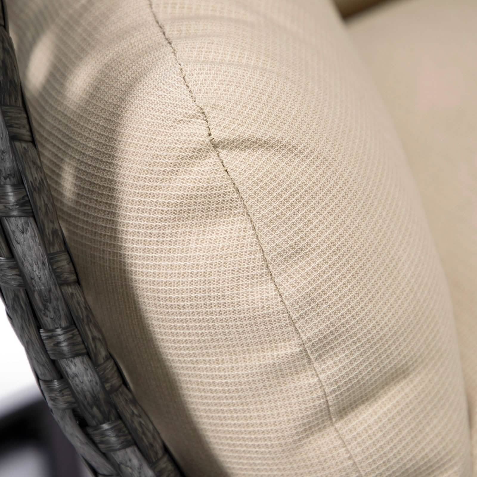 Charcoal Wicker Hanging Single Egg Swing Chair With Cushions Beige Leisuremod