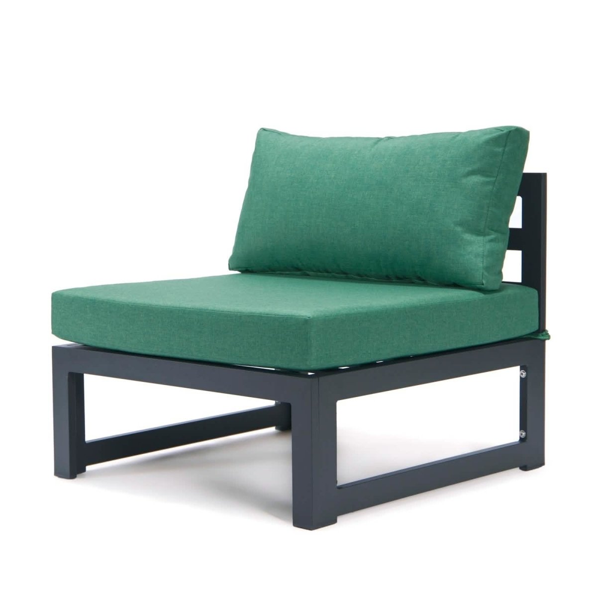 Chelsea 5-Piece Middle Patio Chairs and Coffee Table Set Black Aluminum With Cushions Leisuremod
