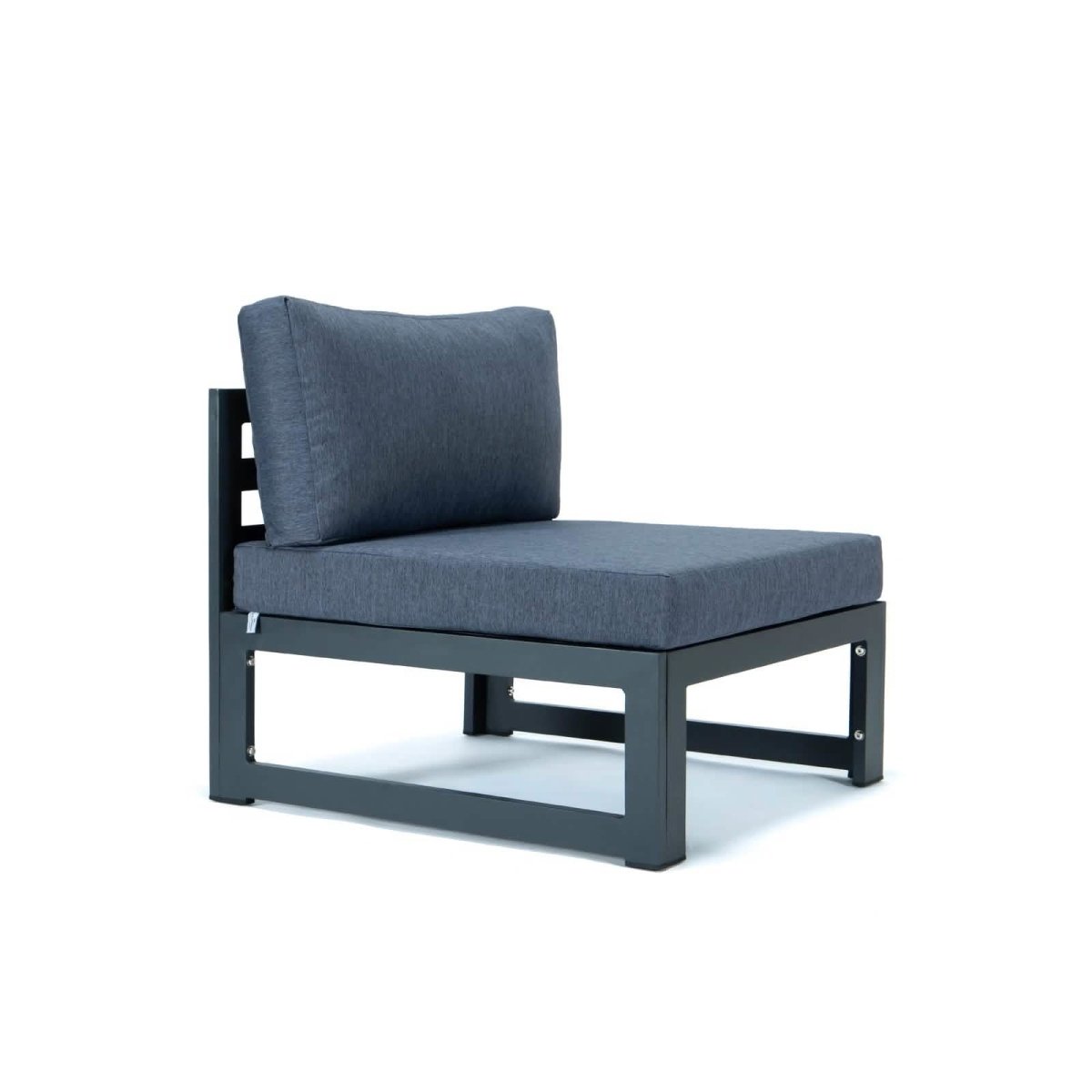 Chelsea 5-Piece Middle Patio Chairs and Coffee Table Set Black Aluminum With Cushions Leisuremod