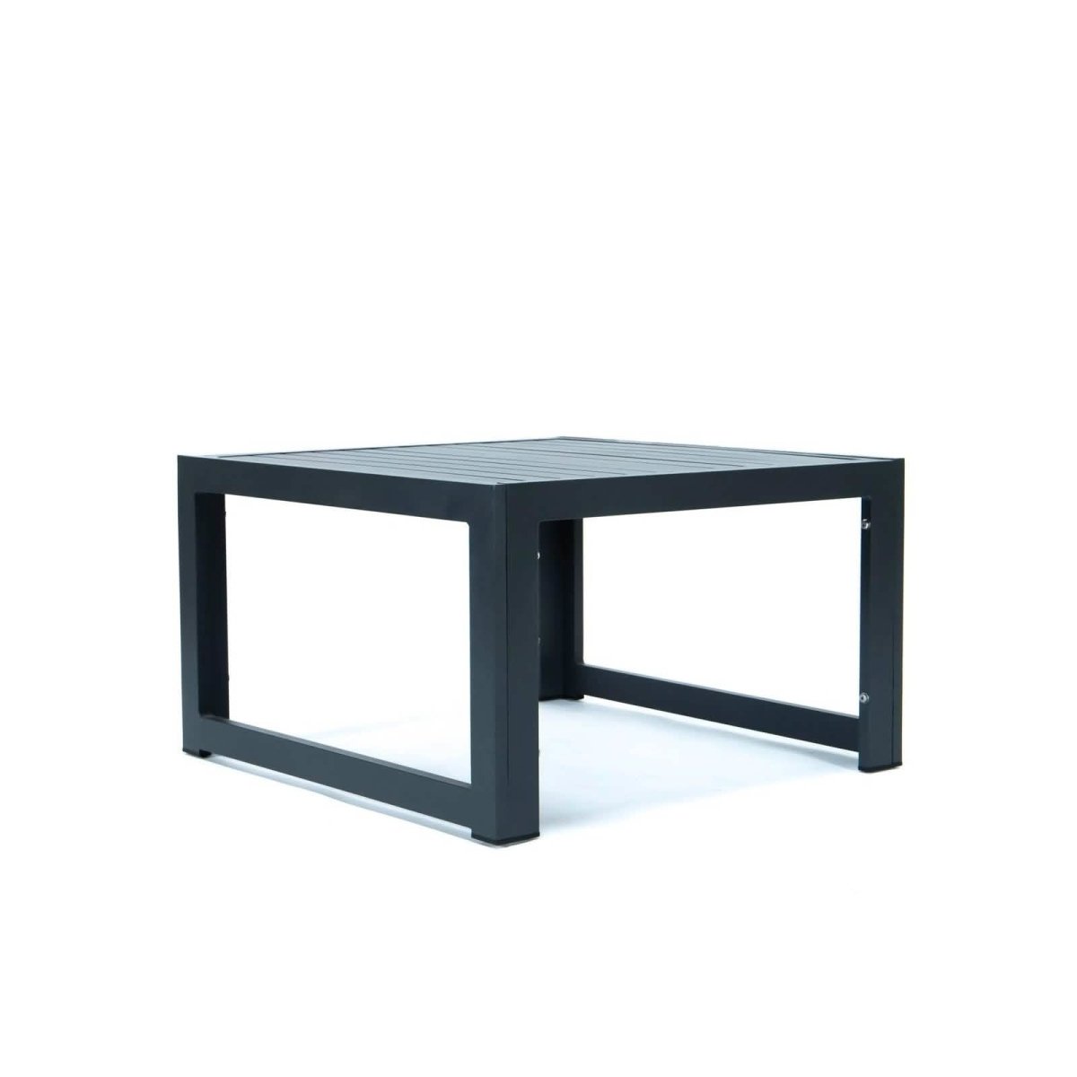 Chelsea 5-Piece Middle Patio Chairs and Coffee Table Set Black Aluminum With Cushions Leisuremod