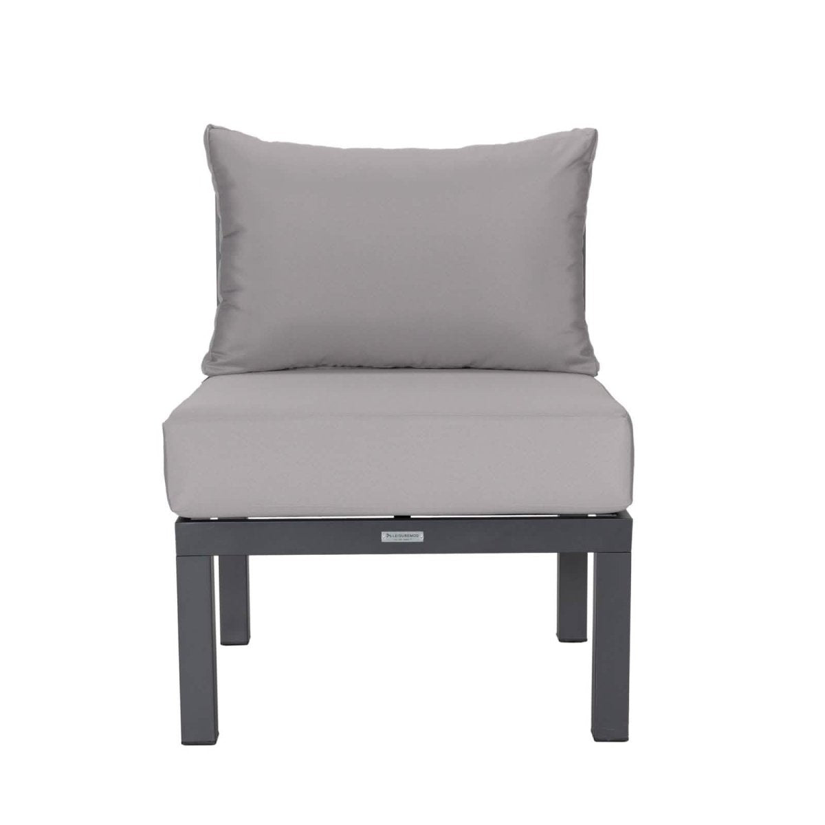 Leisuremod Chelsea 7-Piece Patio Sectional Set in Black Aluminum with Fire Pit Table