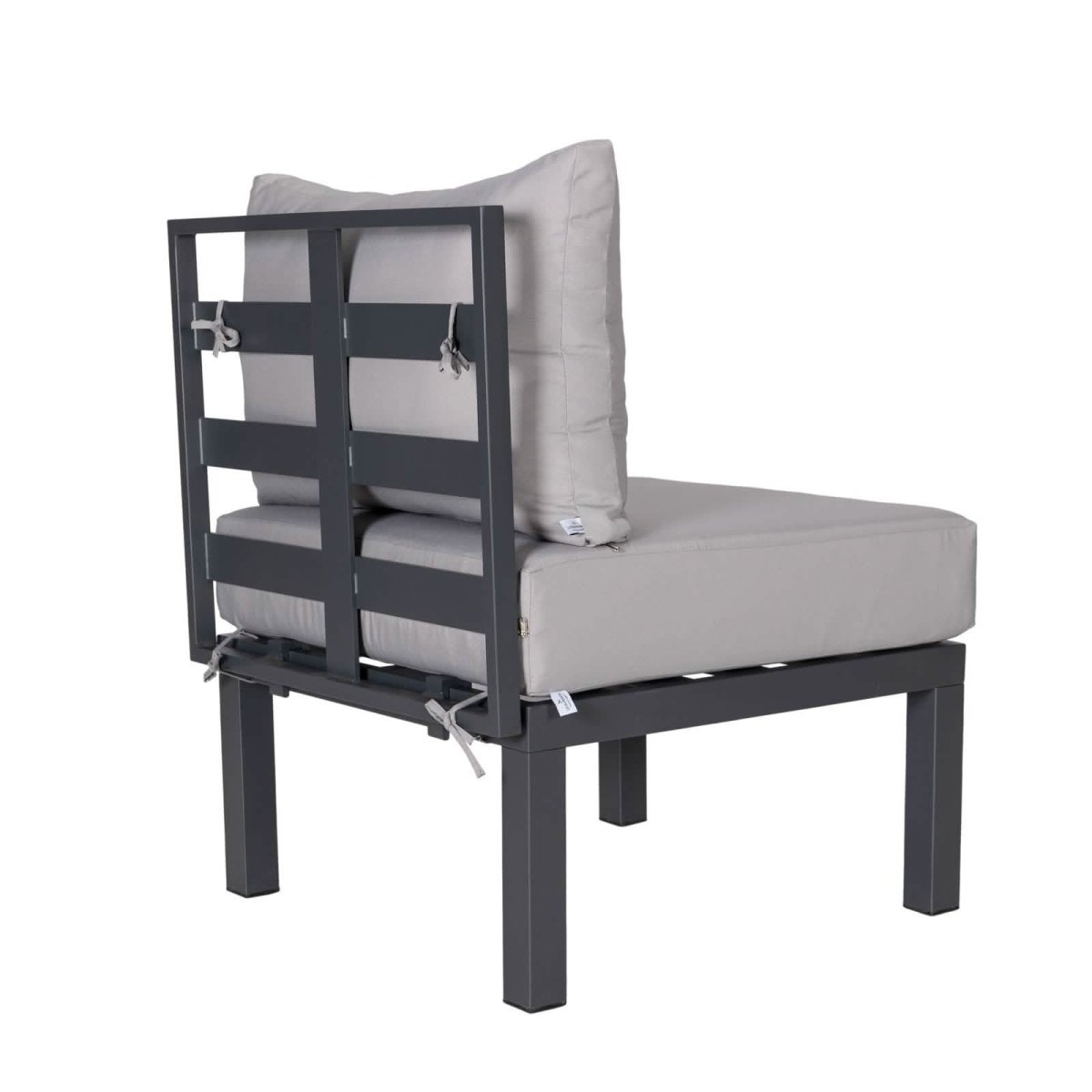 Leisuremod Chelsea 7-Piece Patio Sectional Set in Black Aluminum with Fire Pit Table