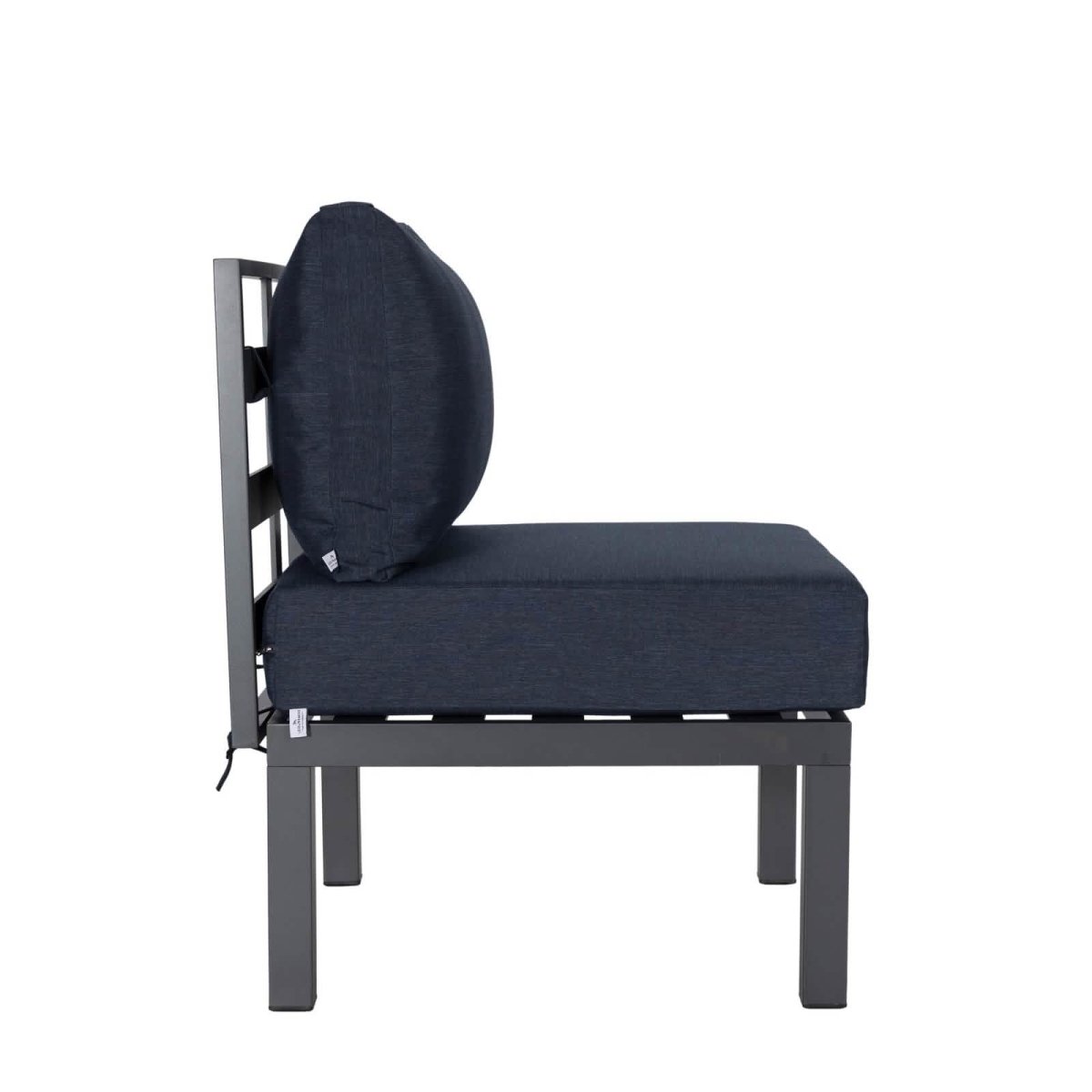 Leisuremod Chelsea 7-Piece Patio Sectional Set in Black Aluminum with Fire Pit Table