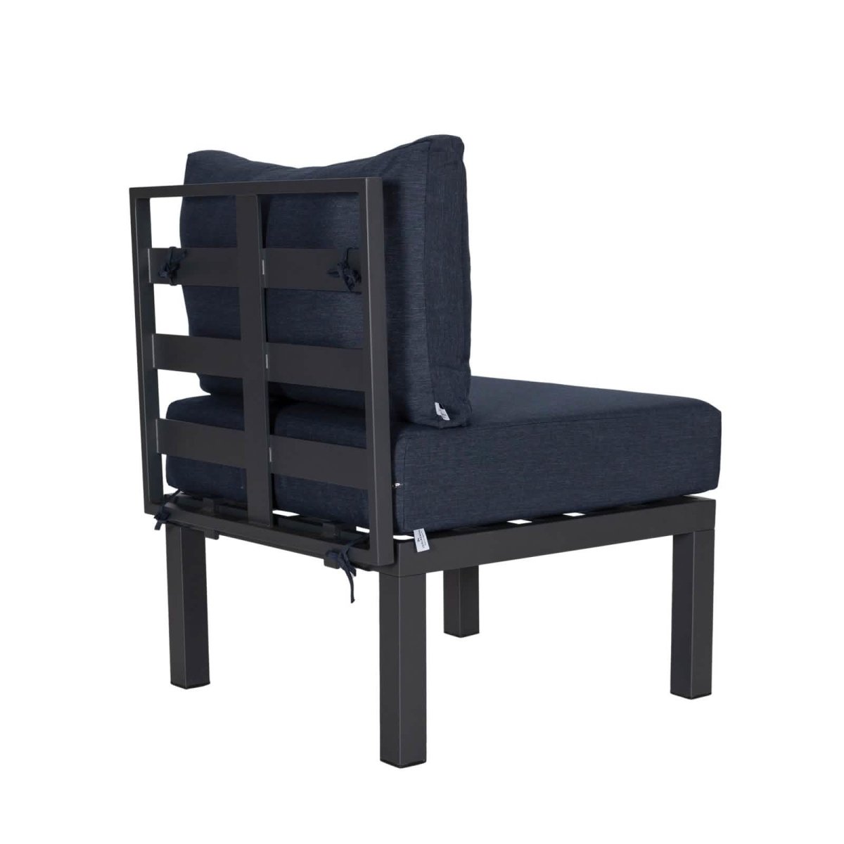 Leisuremod Chelsea 7-Piece Patio Sectional Set in Black Aluminum with Fire Pit Table