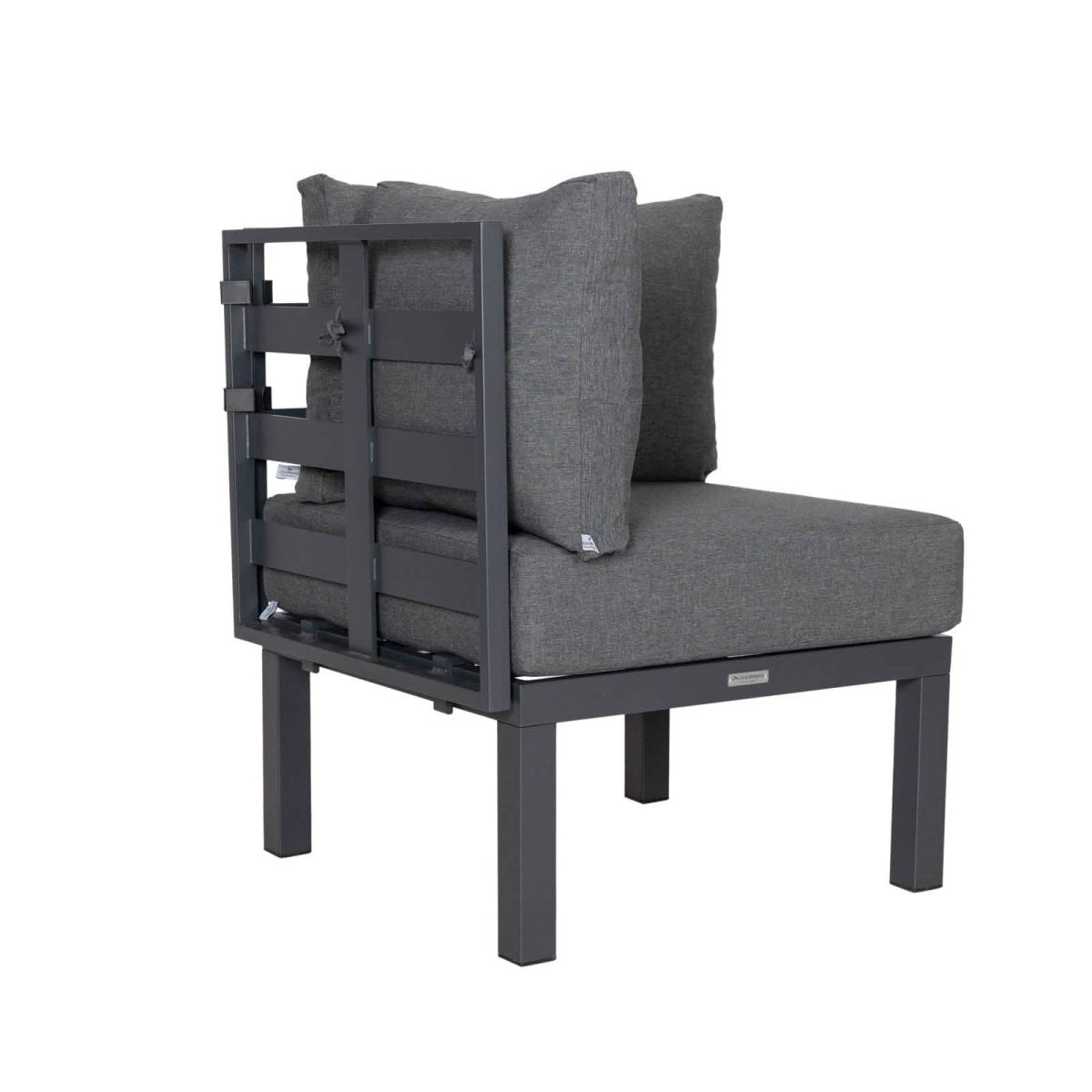 Leisuremod Chelsea 7-Piece Patio Sectional Set in Black Aluminum with Fire Pit Table