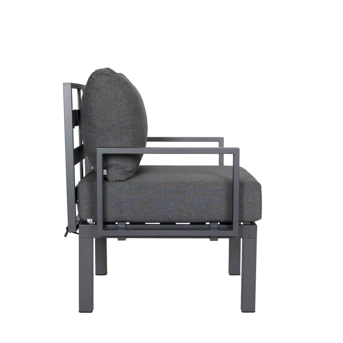 Leisuremod Chelsea 7-Piece Patio Sectional Set in Black Aluminum with Fire Pit Table