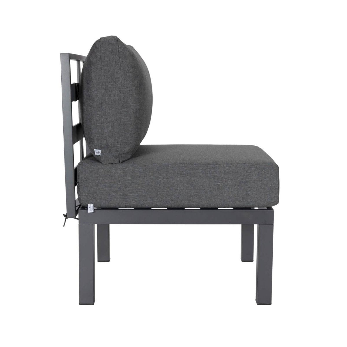 Leisuremod Chelsea 7-Piece Patio Sectional Set in Black Aluminum with Fire Pit Table