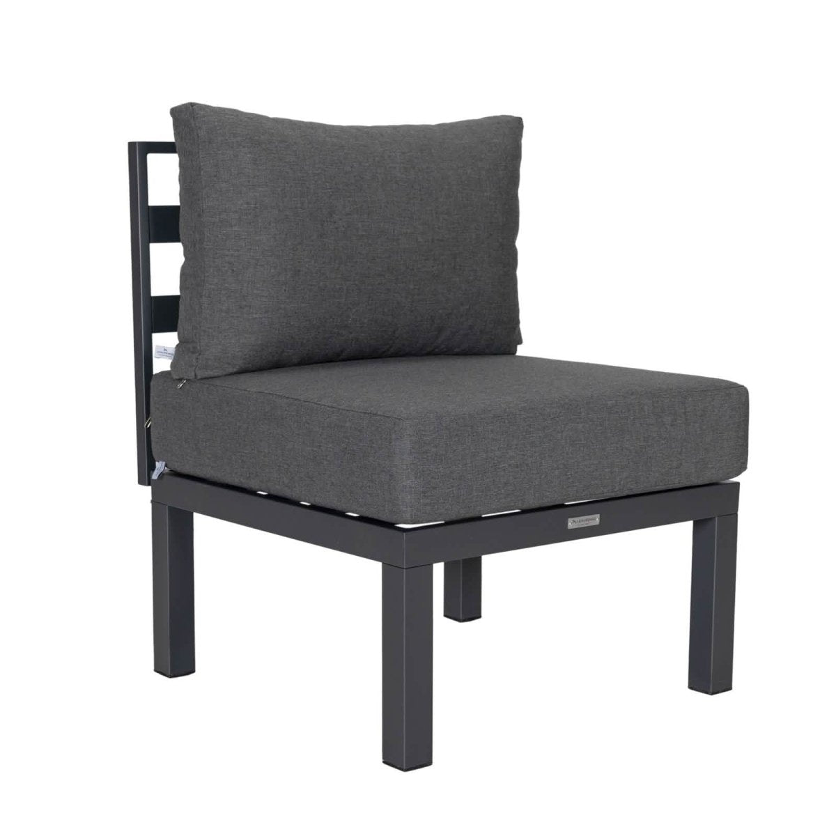 Leisuremod Chelsea 7-Piece Patio Sectional Set in Black Aluminum with Fire Pit Table