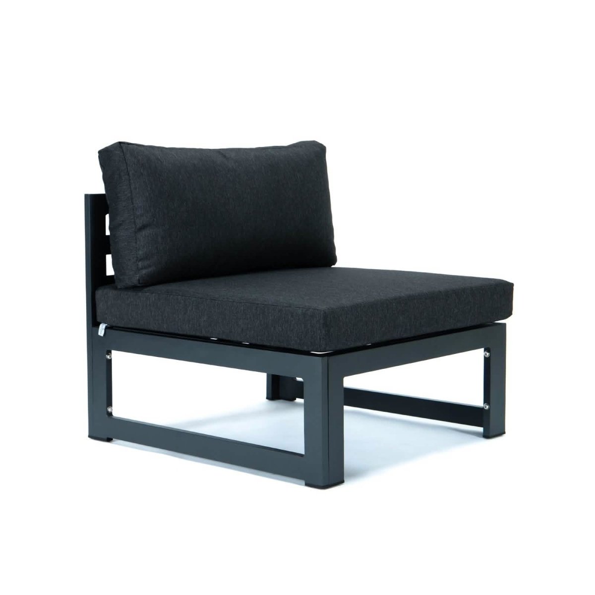 Chelsea 5-Piece Middle Patio Chairs and Fire Pit Table Set Black Aluminum With Cushions Conversation Set Leisuremod