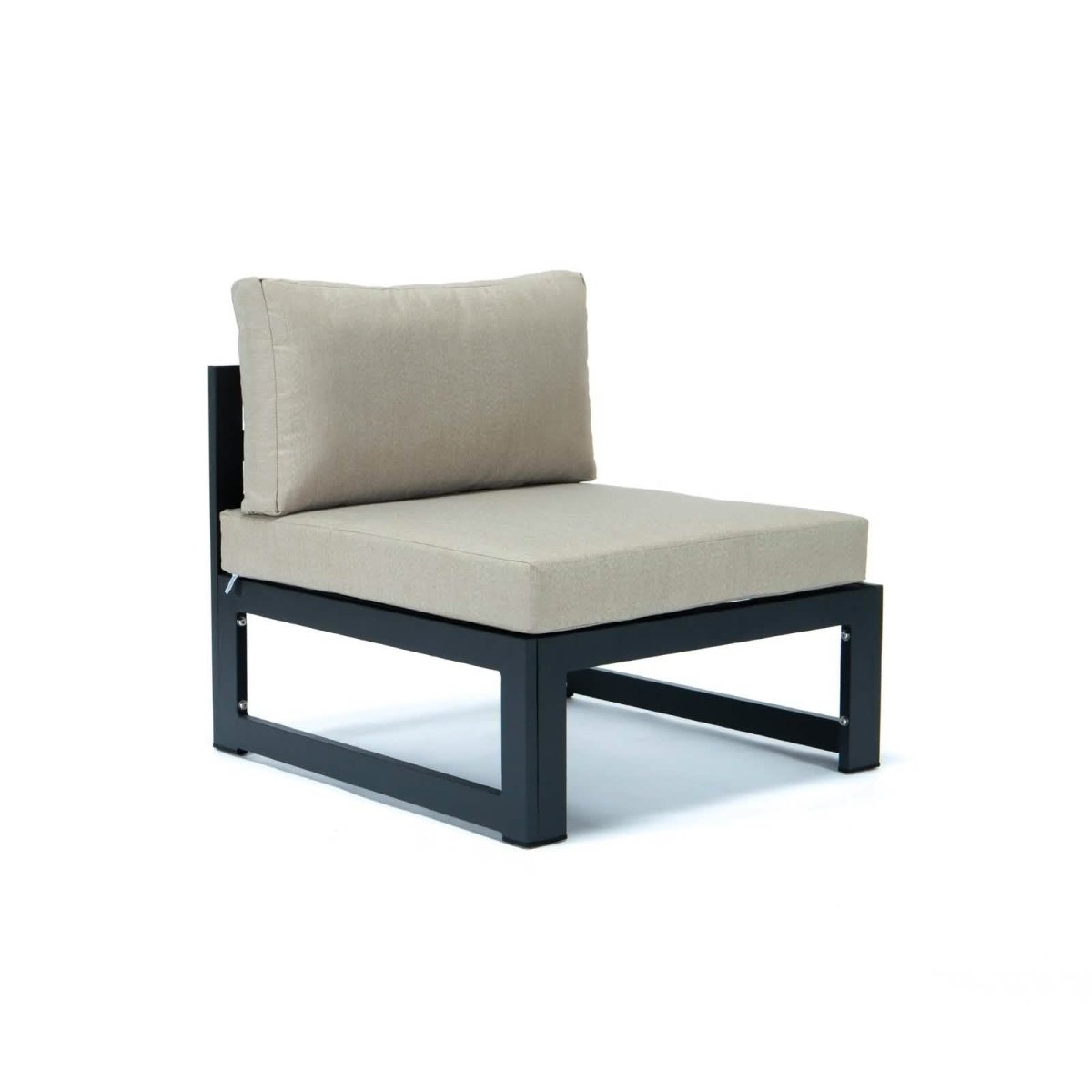 Chelsea 5-Piece Middle Patio Chairs and Fire Pit Table Set Black Aluminum With Cushions Conversation Set Leisuremod