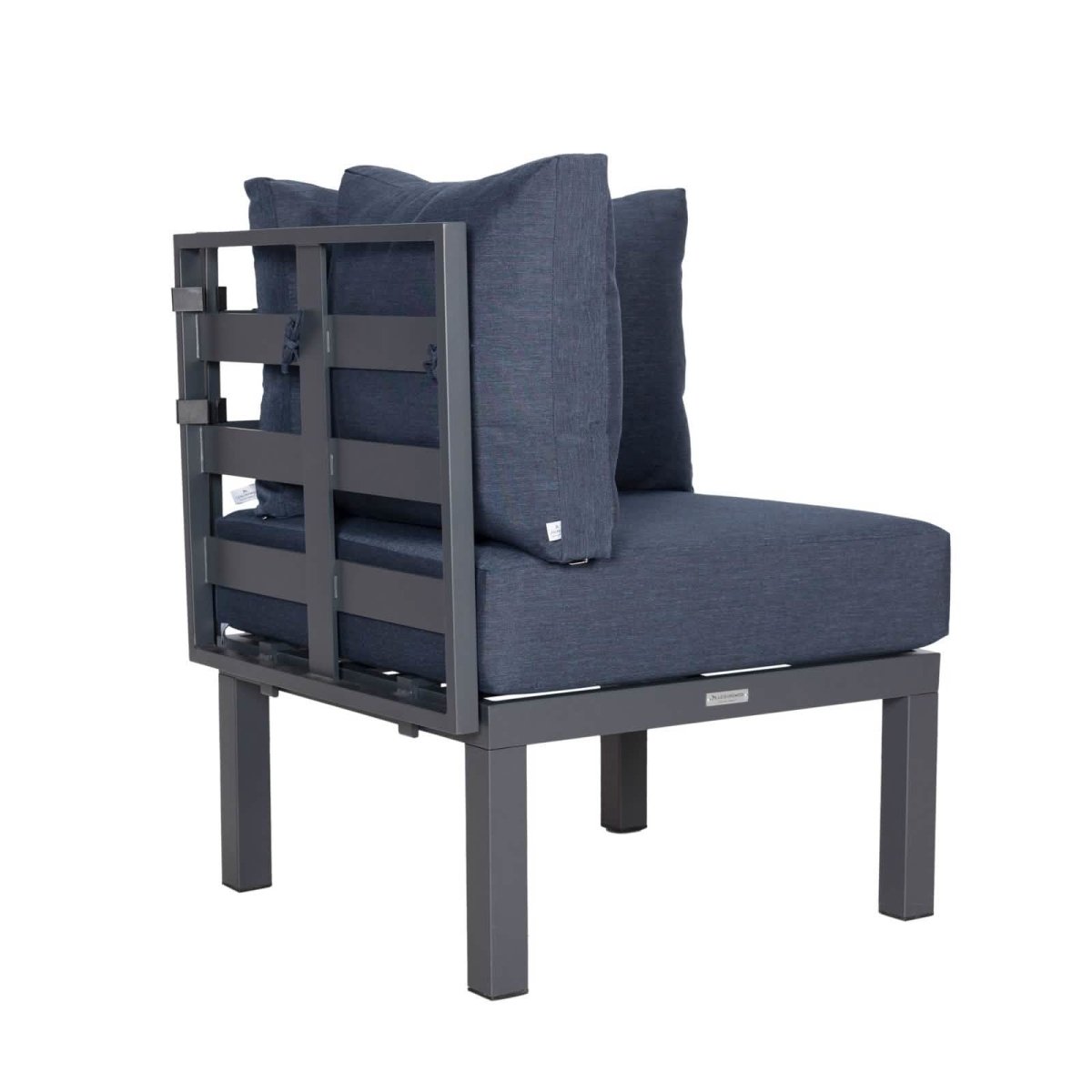 Leisuremod Conversation Set Chelsea Modern 6-Piece Patio Sectional Set in Black Aluminum with Removable Cushions