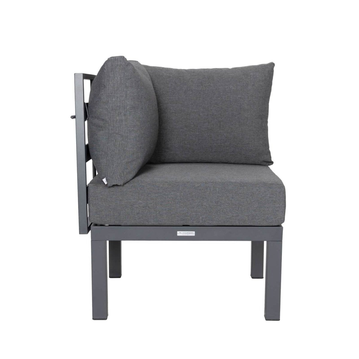 Leisuremod Conversation Set Chelsea Modern 6-Piece Patio Sectional Set in Black Aluminum with Removable Cushions