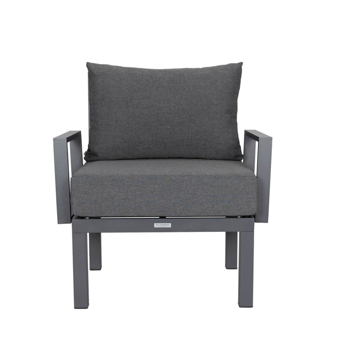 Leisuremod Conversation Set Chelsea Modern 6-Piece Patio Sectional Set in Black Aluminum with Removable Cushions